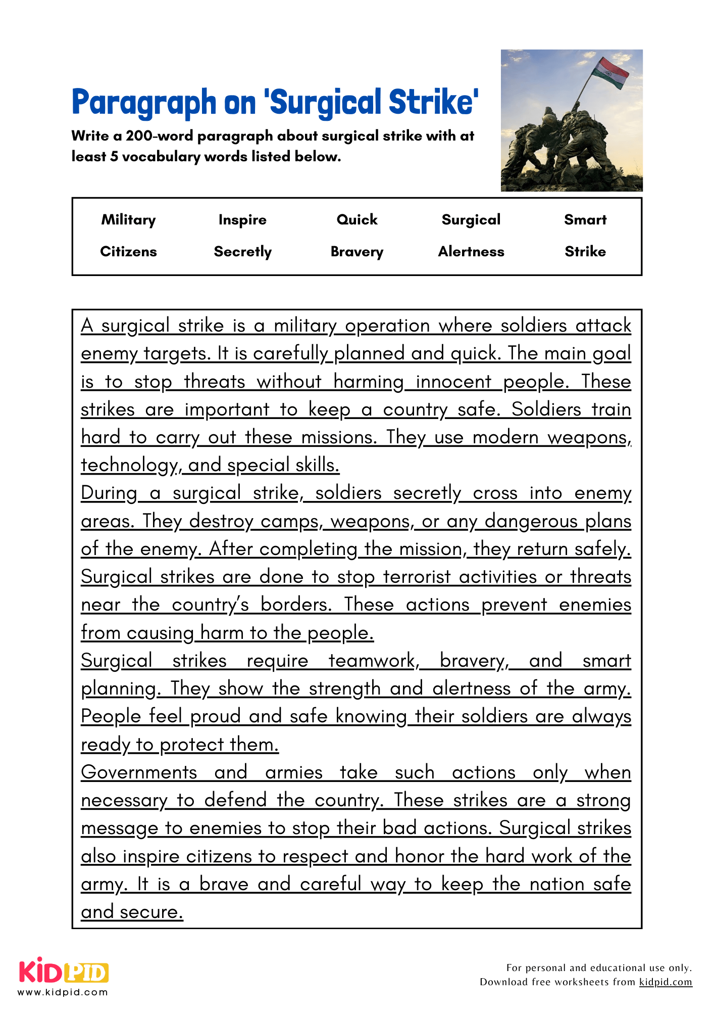 Paragraph on 'Surgical Strike' - 200 Words