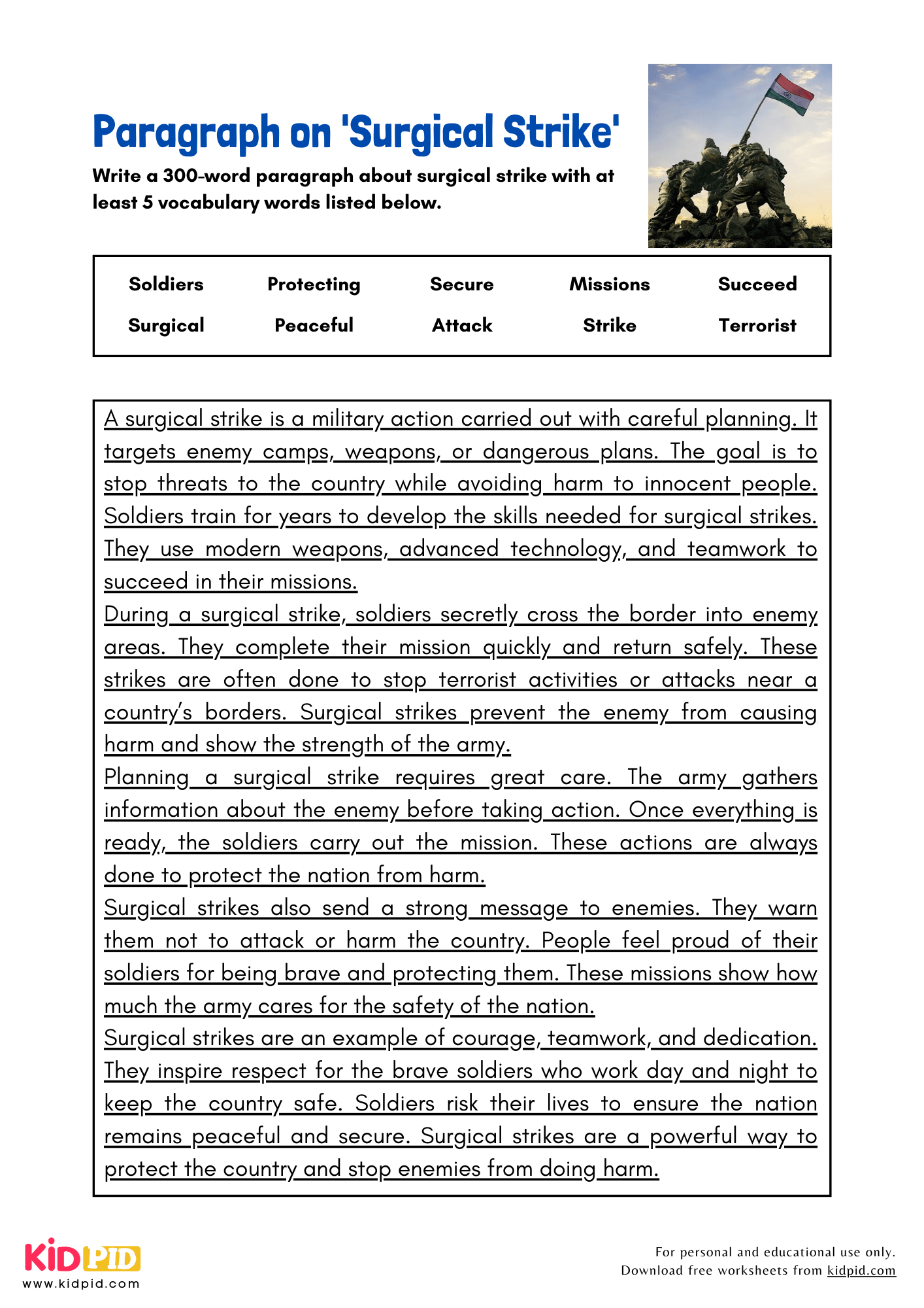 Paragraph on 'Surgical Strike' - 300 Words