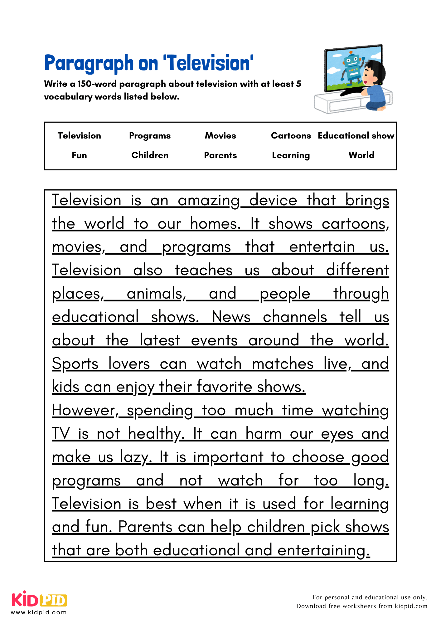 Paragraph on 'Television' - 150 Words