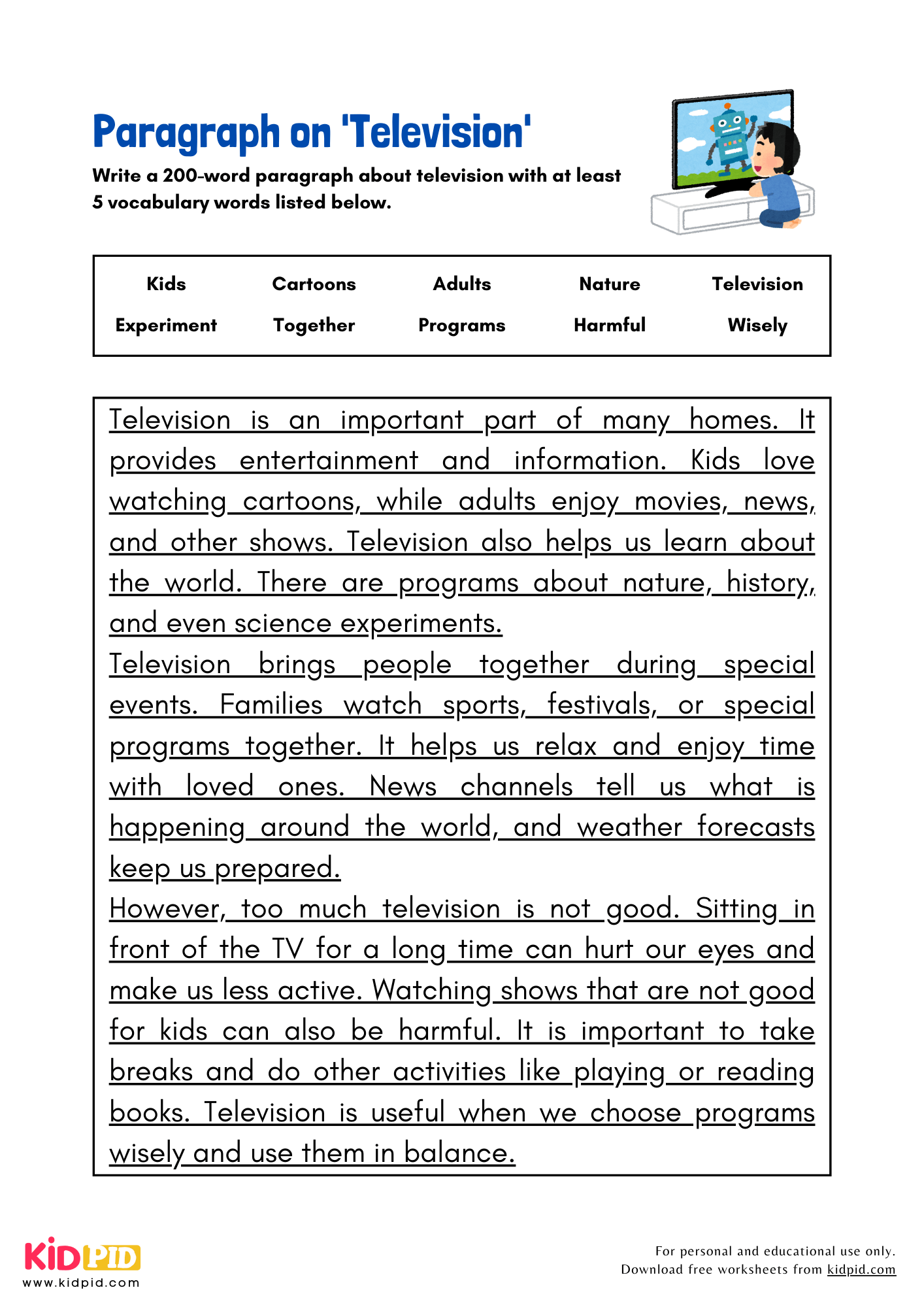 Paragraph on 'Television' - 200 Words