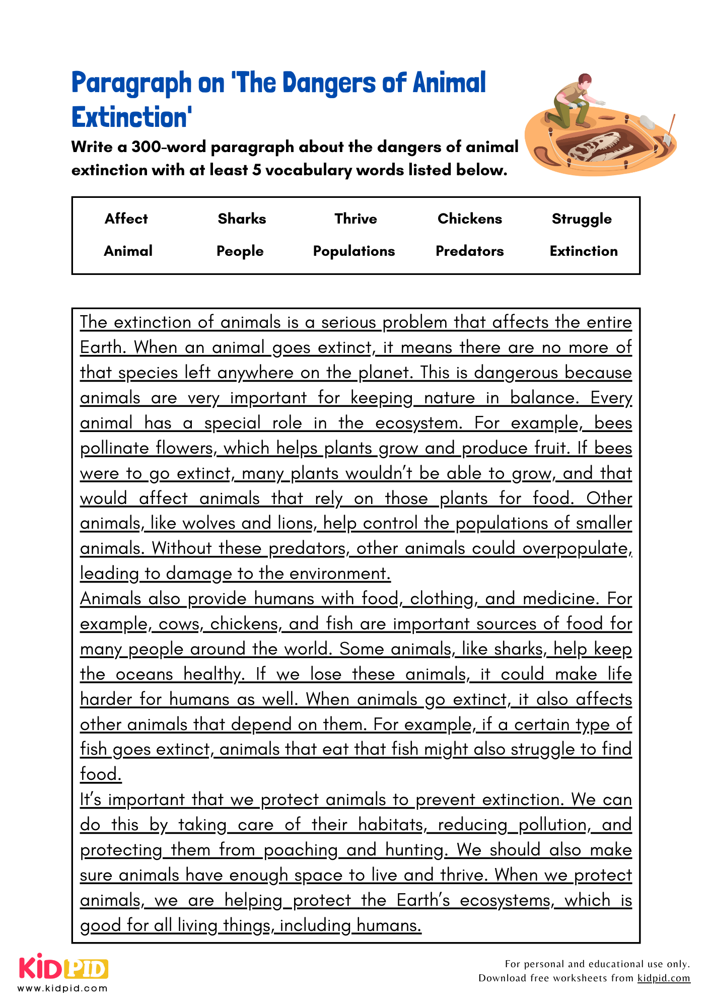 Paragraph on 'The Dangers of Animal Extinction' - 300 Words