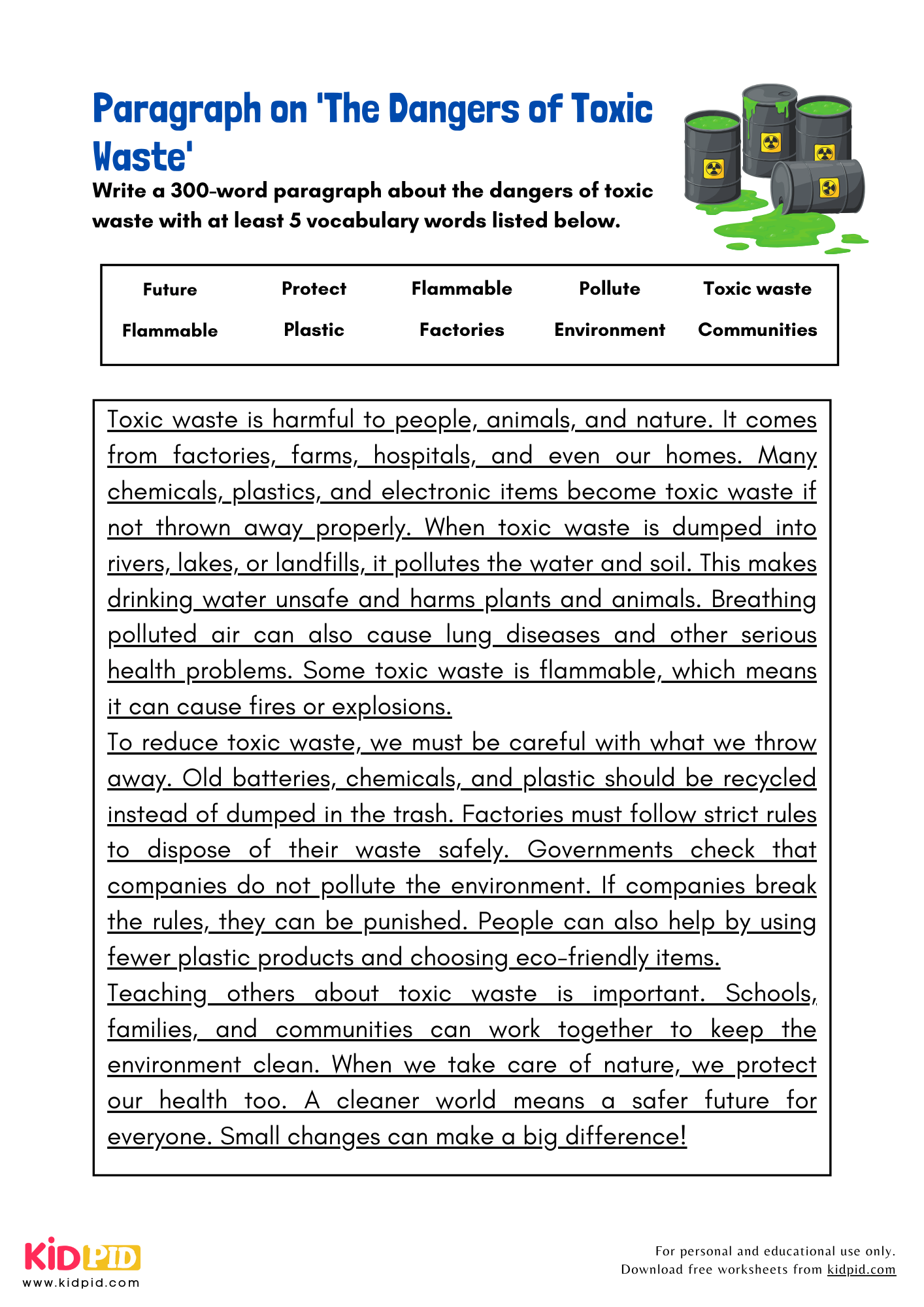 Paragraph on 'The Dangers of Toxic Waste' - 300 Words