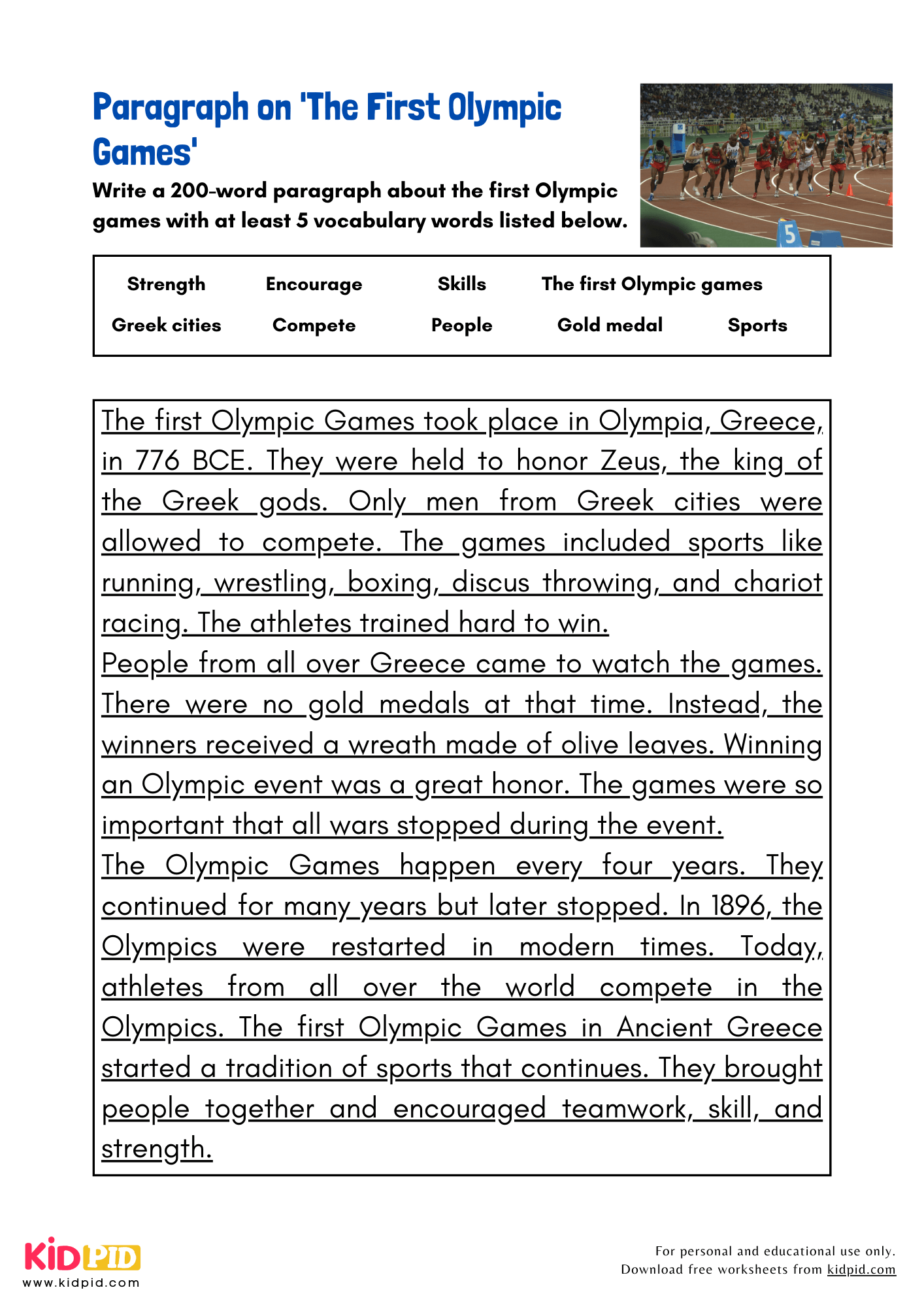 Paragraph on 'The First Olympic Games' - 200 Words