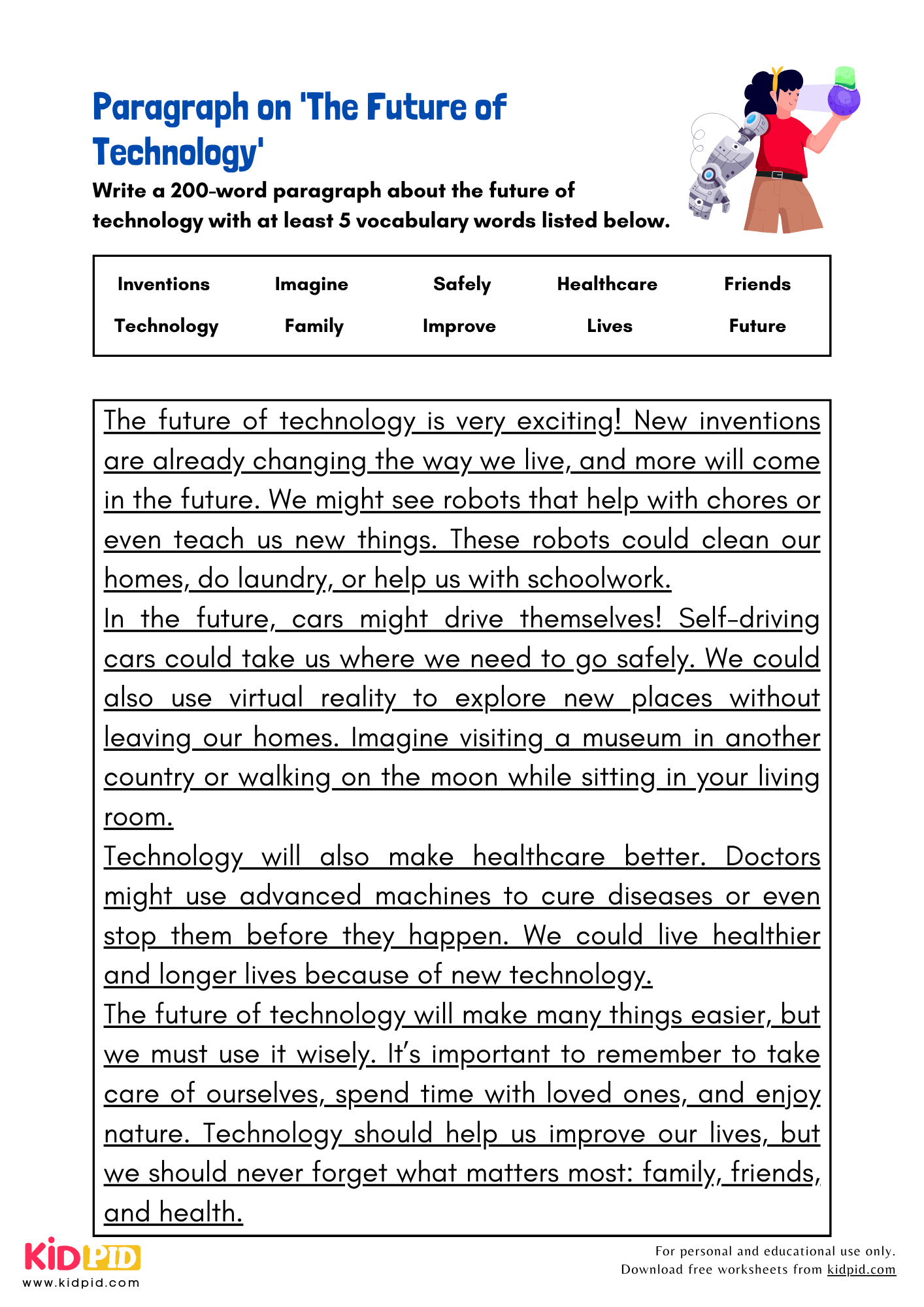 Paragraph on 'The Future of Technology' - 200 Words