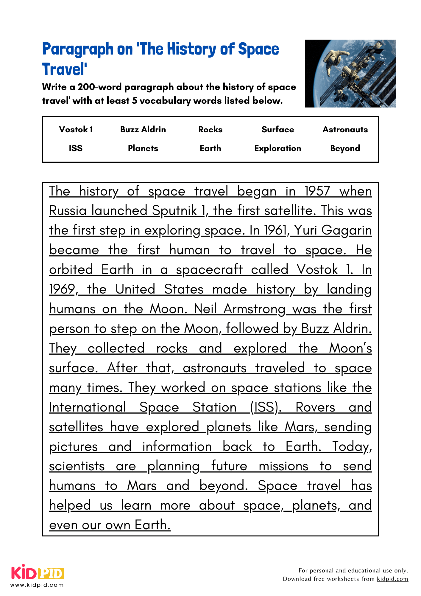 Paragraph on 'The History of Space Travel' - 200 Words