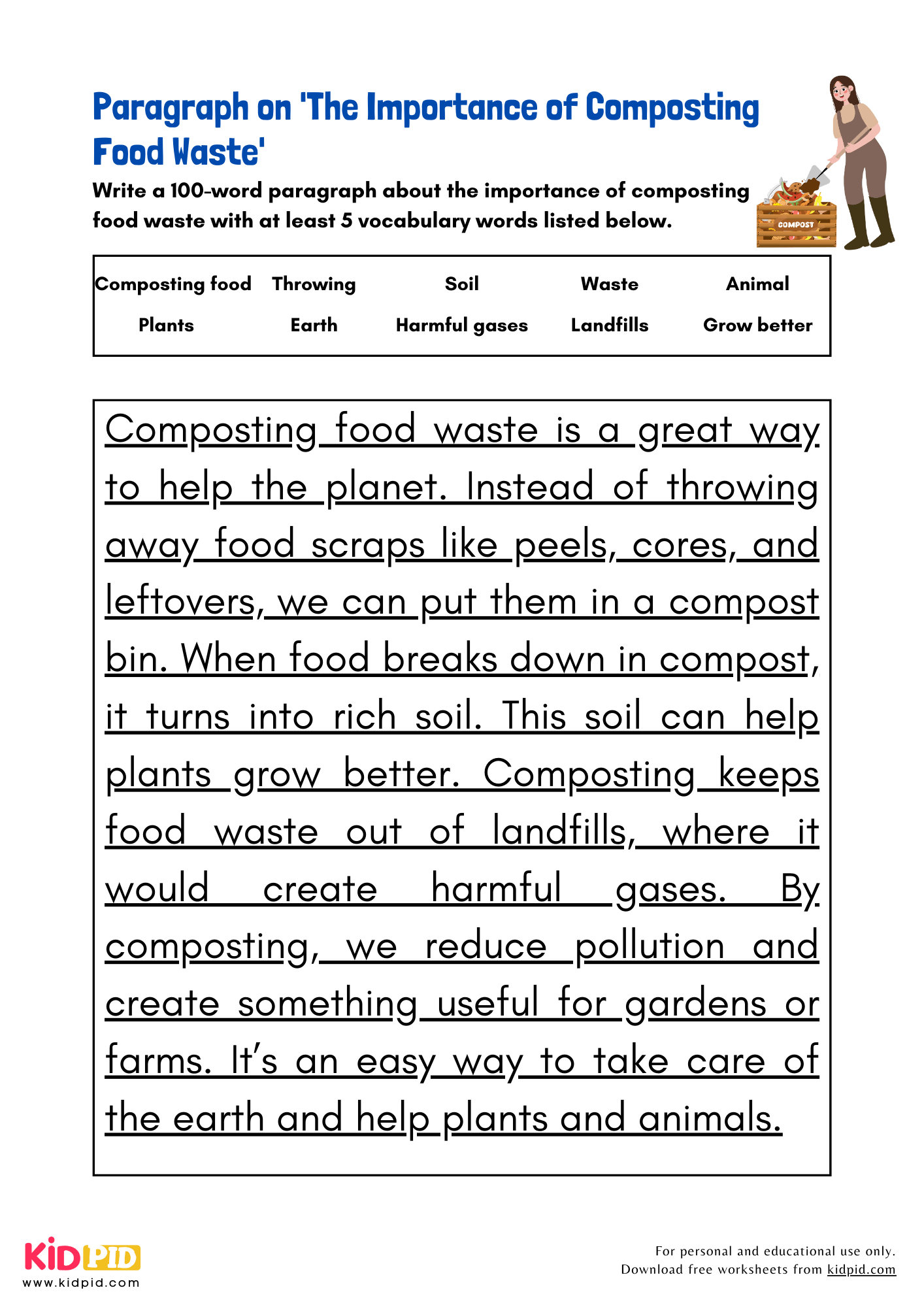 Paragraph on 'The Importance of Composting Food Waste' - 100 Words