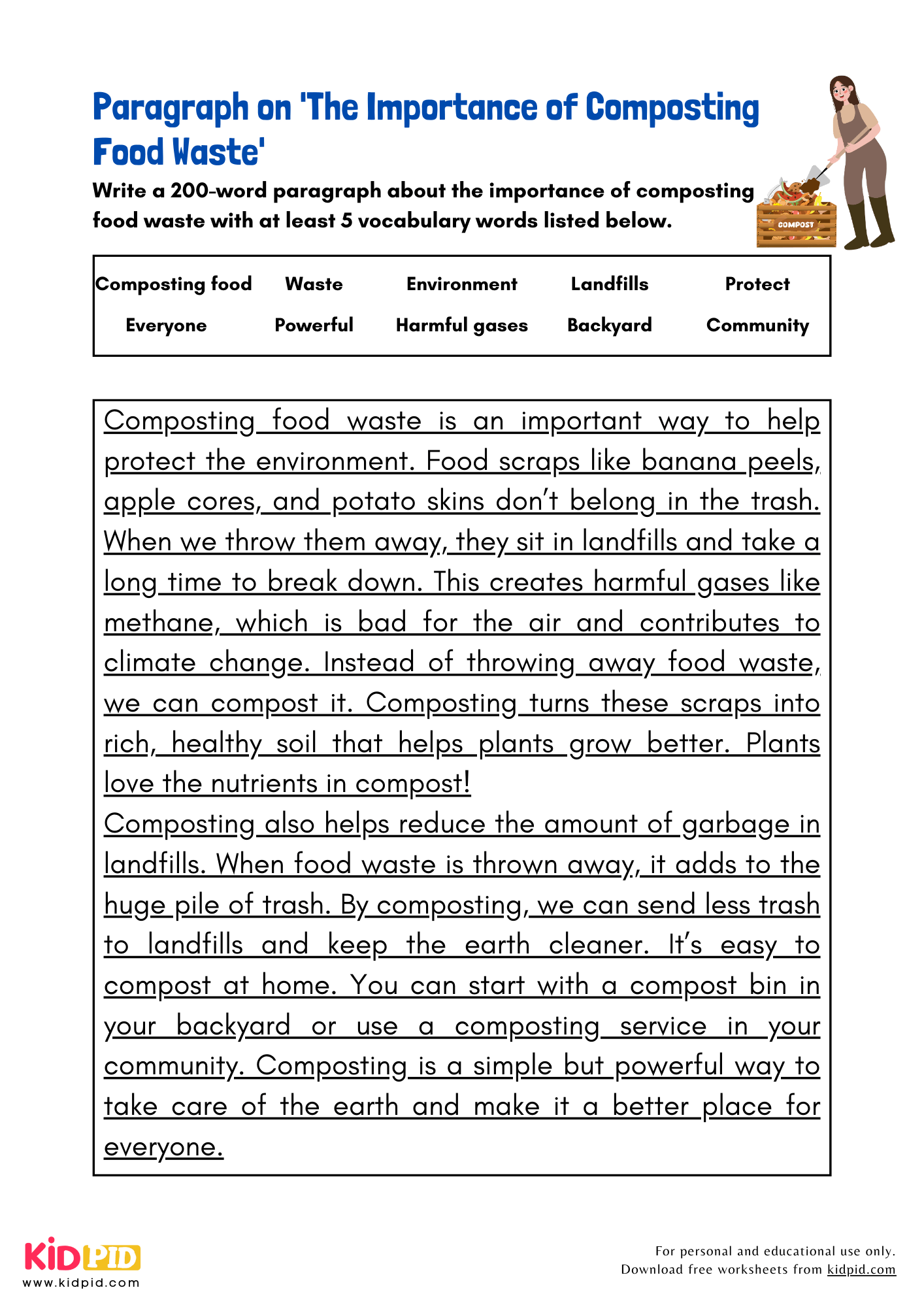 Paragraph on 'The Importance of Composting Food Waste' - 200 Words
