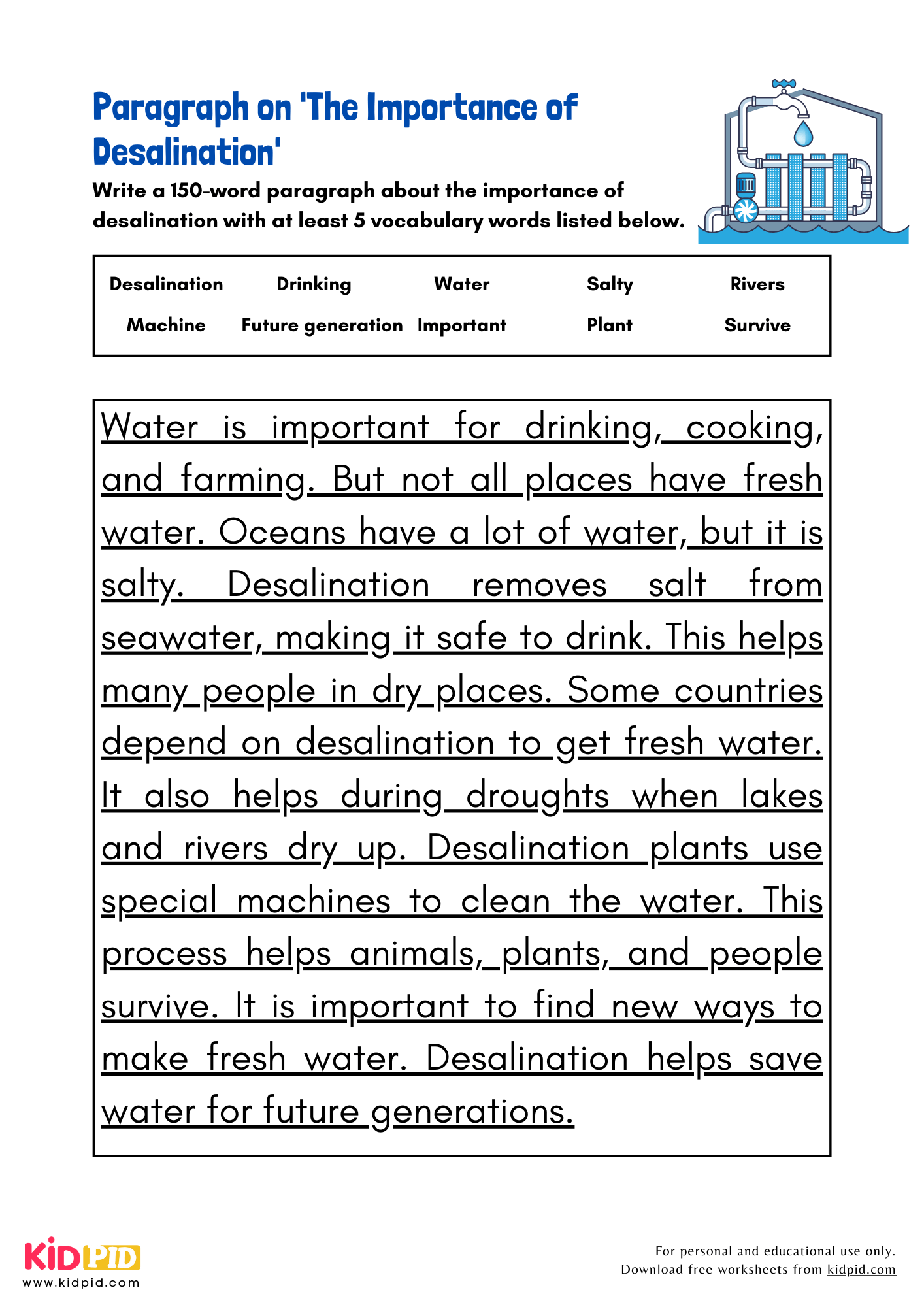Paragraph on 'The Importance of Desalination' - 150 Words