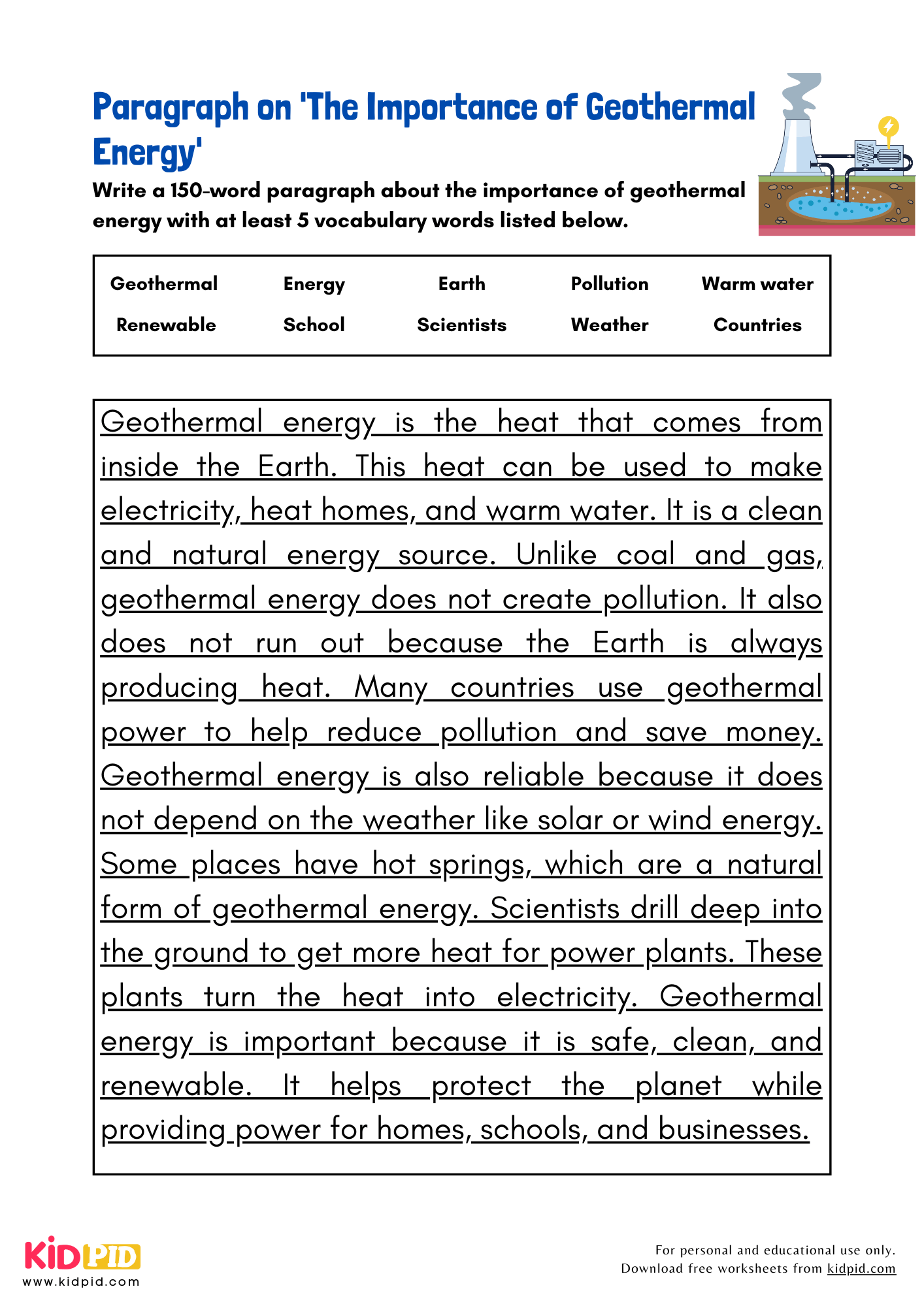 Paragraph on 'The Importance of Geothermal Energy' - 150 Words
