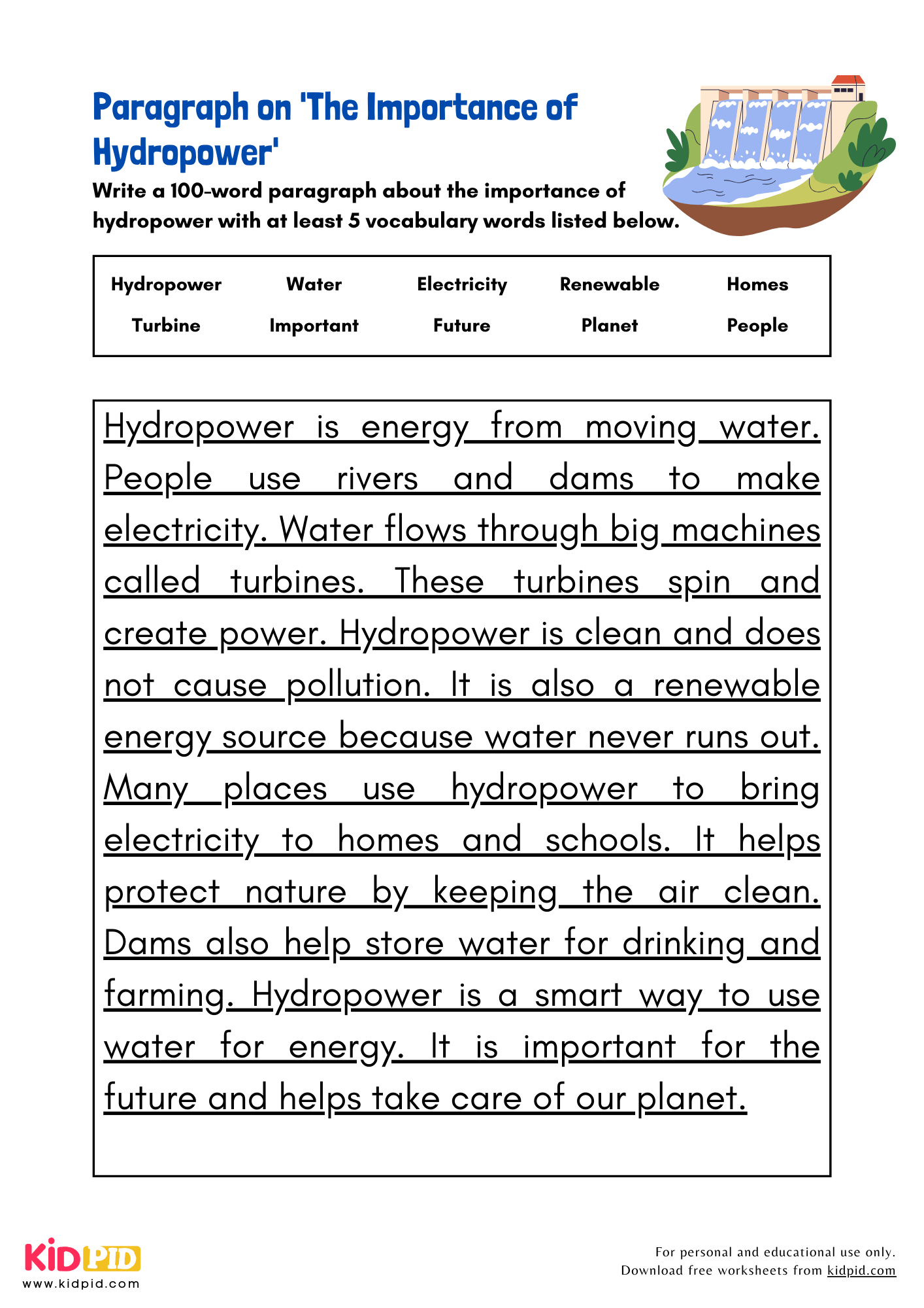 Paragraph on 'The Importance of Hydropower' - 100 Words