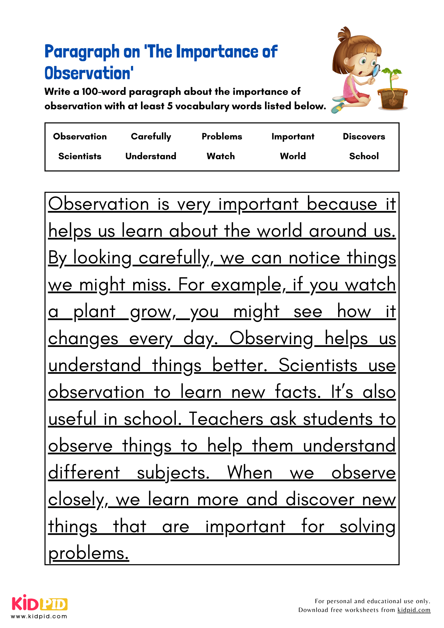 Paragraph on 'The Importance of Observation' - 100 Words 