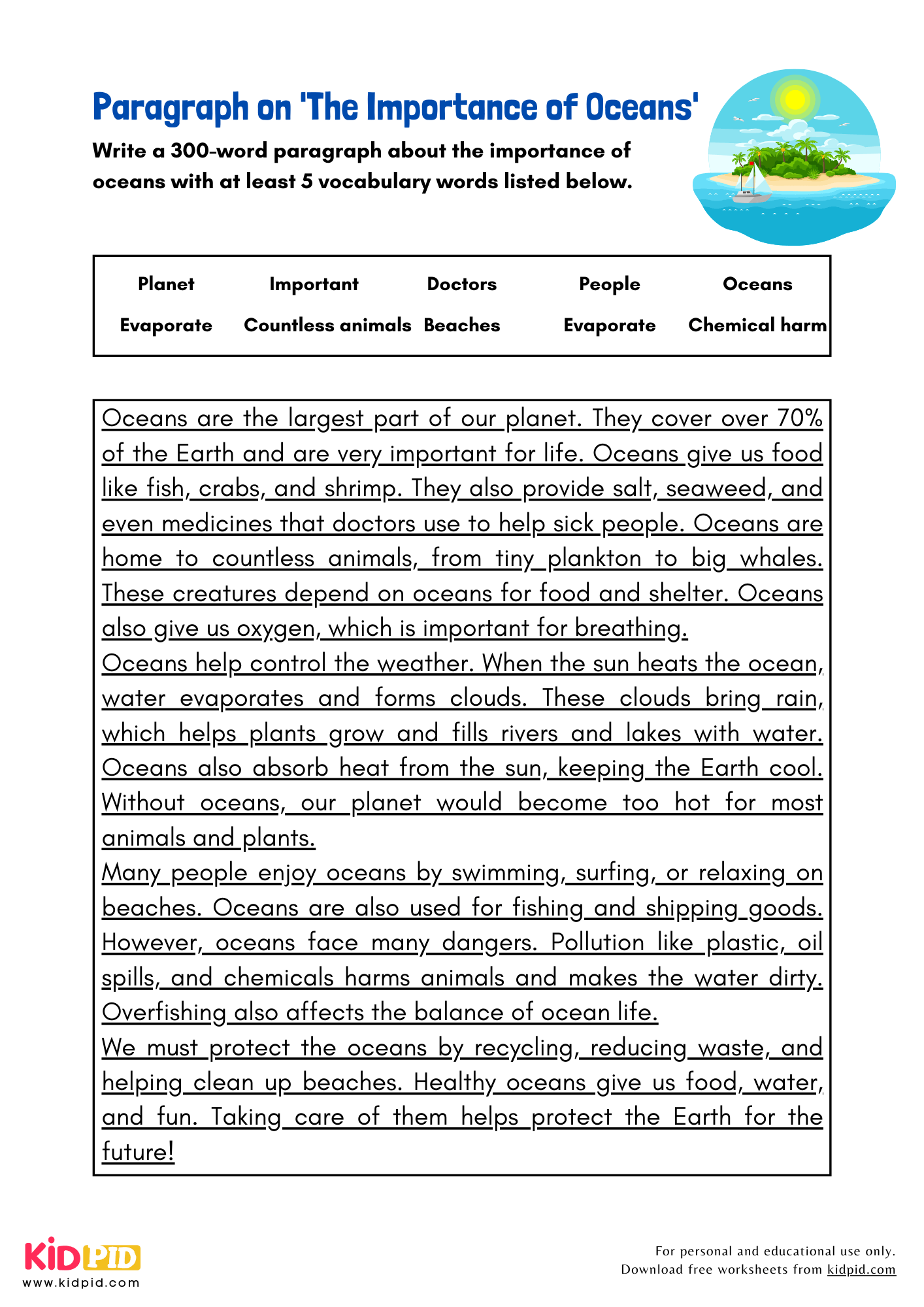 Paragraph on 'The Importance of Oceans' - 300 Words 