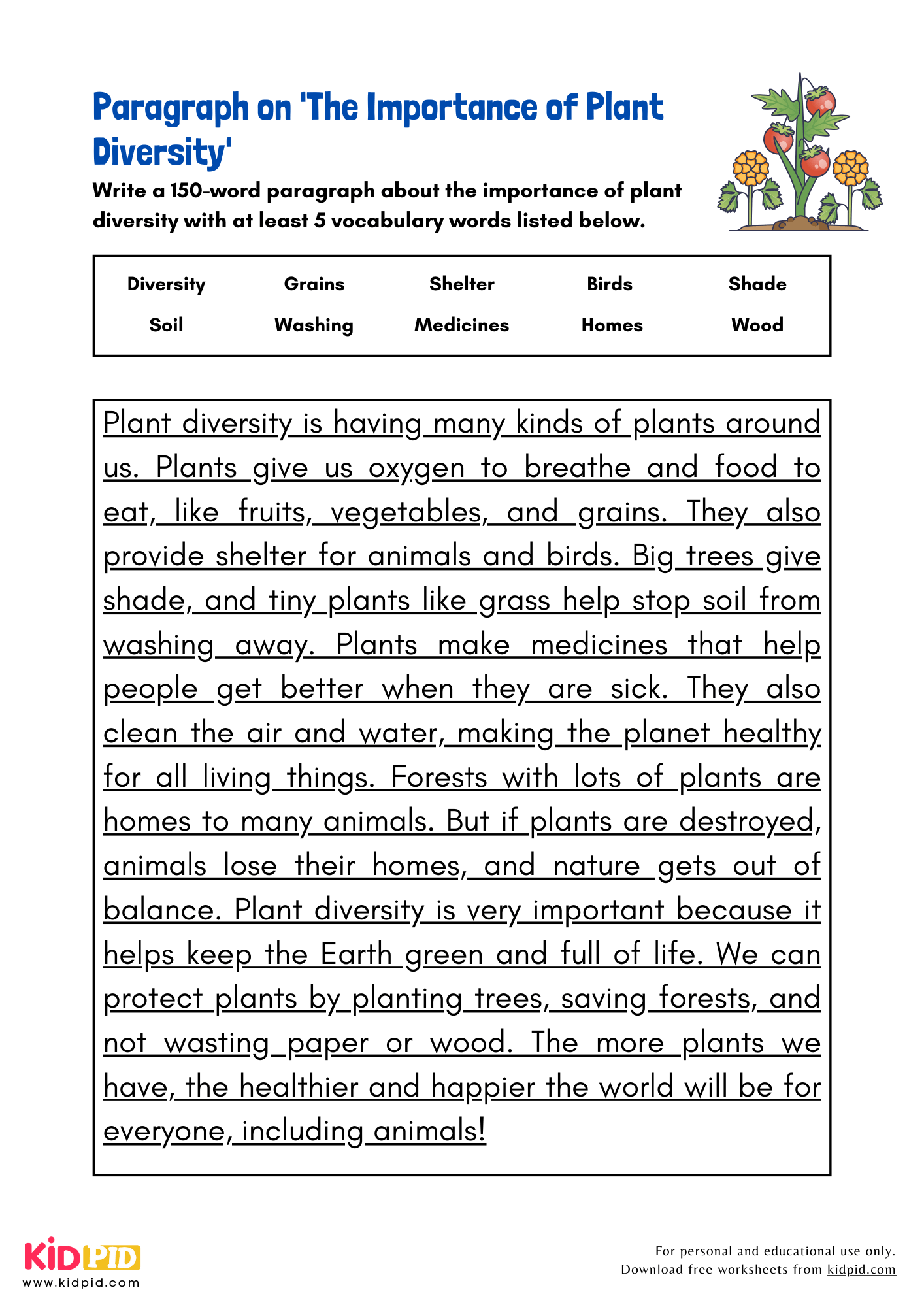 Paragraph on 'The Importance of Plant Diversity' - 150 Words