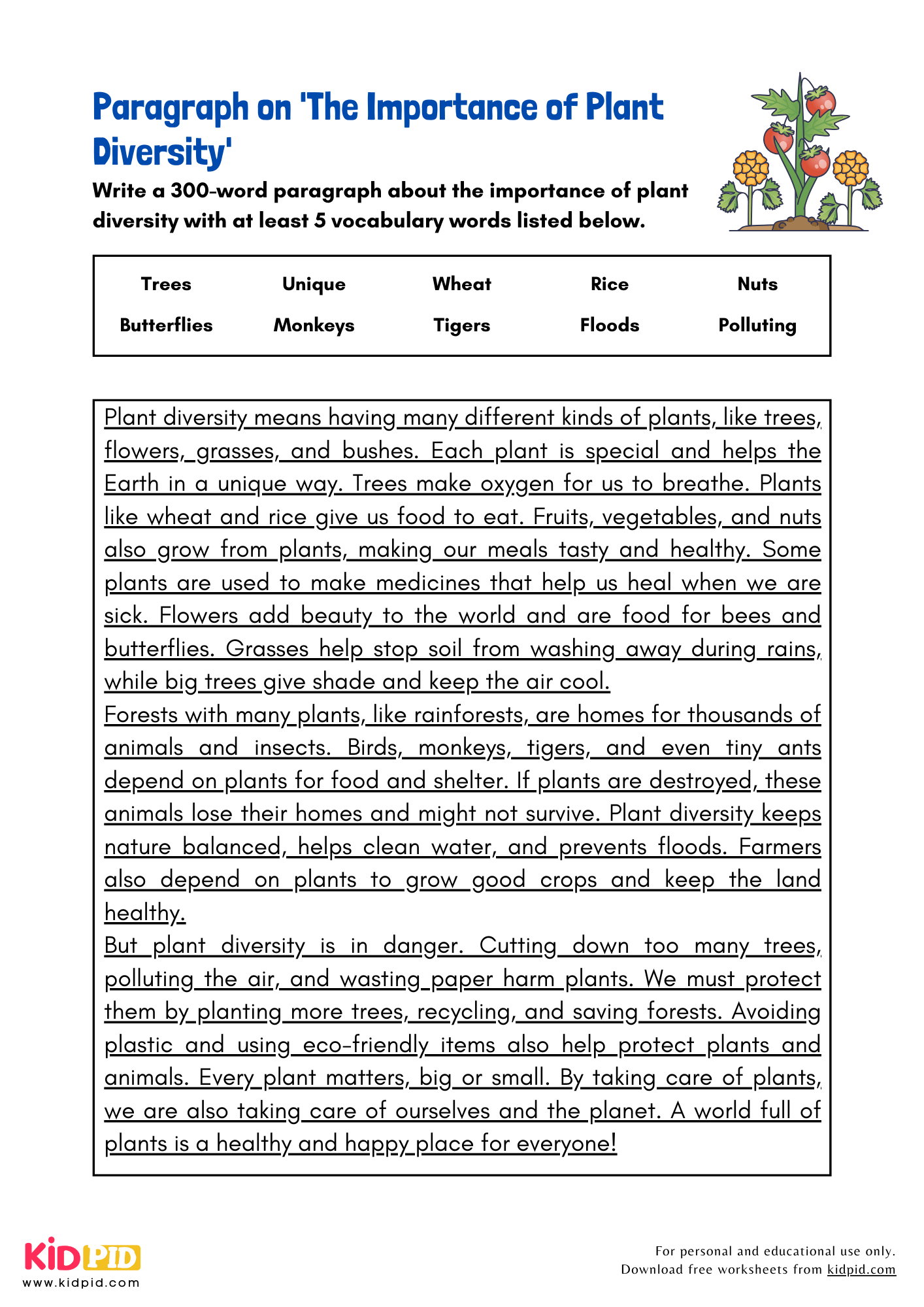 Paragraph on 'The Importance of Plant Diversity' - 300 Words