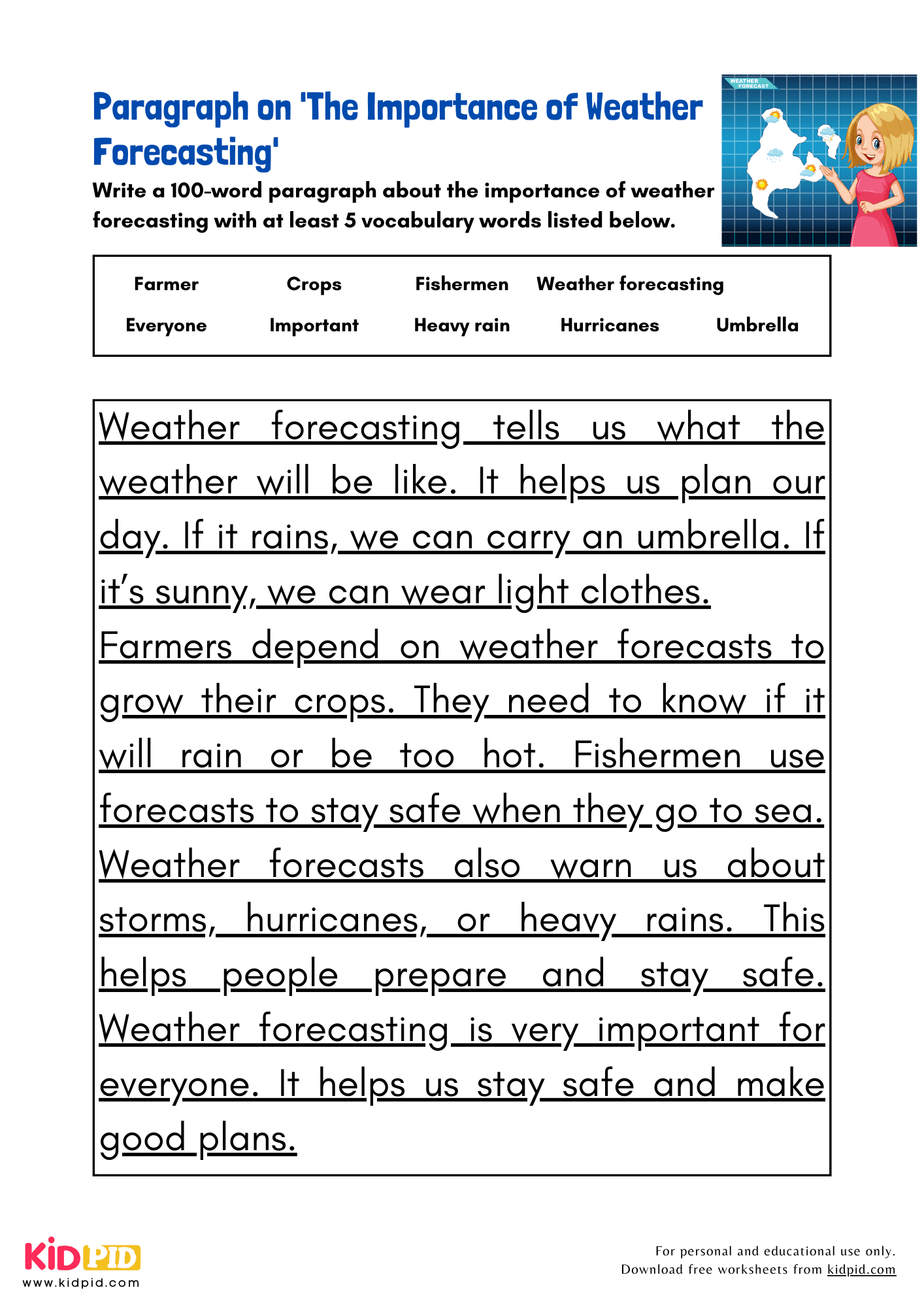Paragraph on 'The Importance of Weather Forecasting' - 100 Words