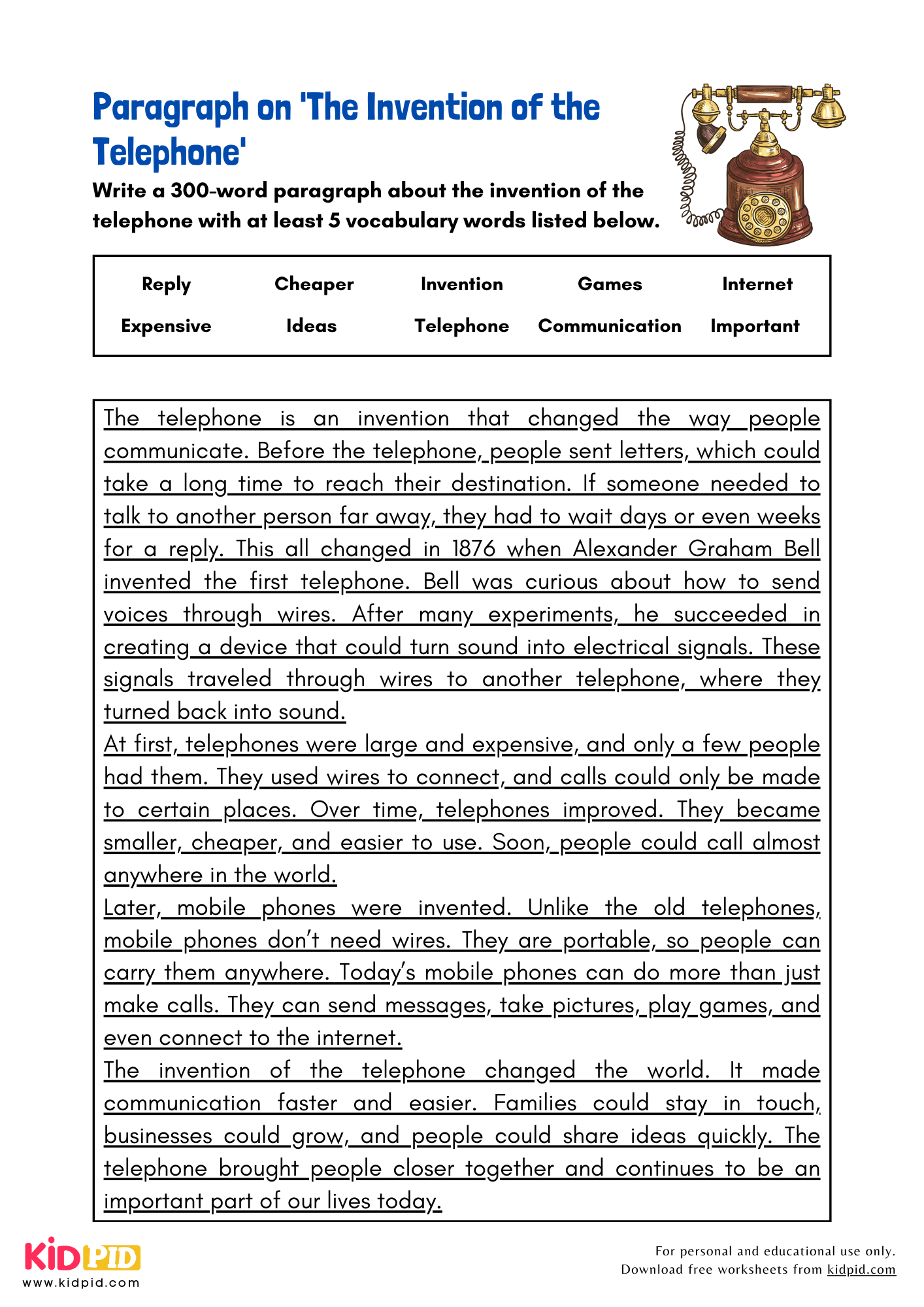 Paragraph on 'The Invention of the Telephone' - 300 Words 