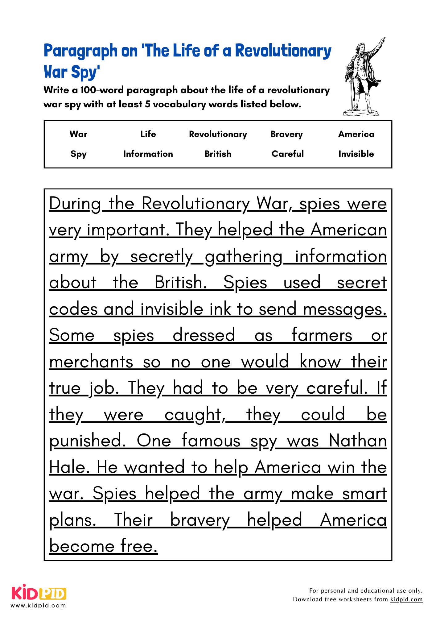 Paragraph on 'The Life of a Revolutionary War Spy' - 100 Words