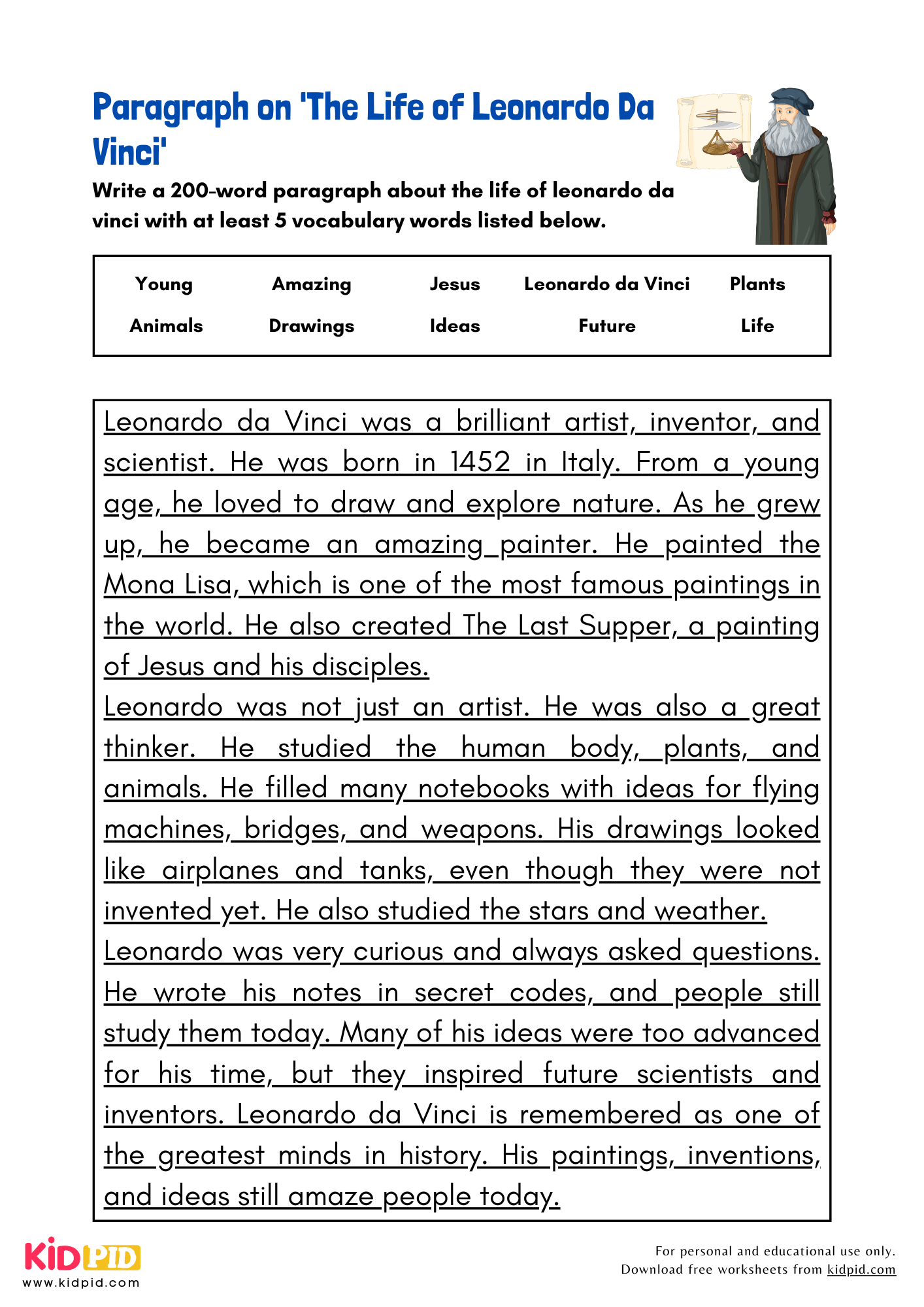 Paragraph on 'The Life of Leonardo Da Vinci' - 200 Words