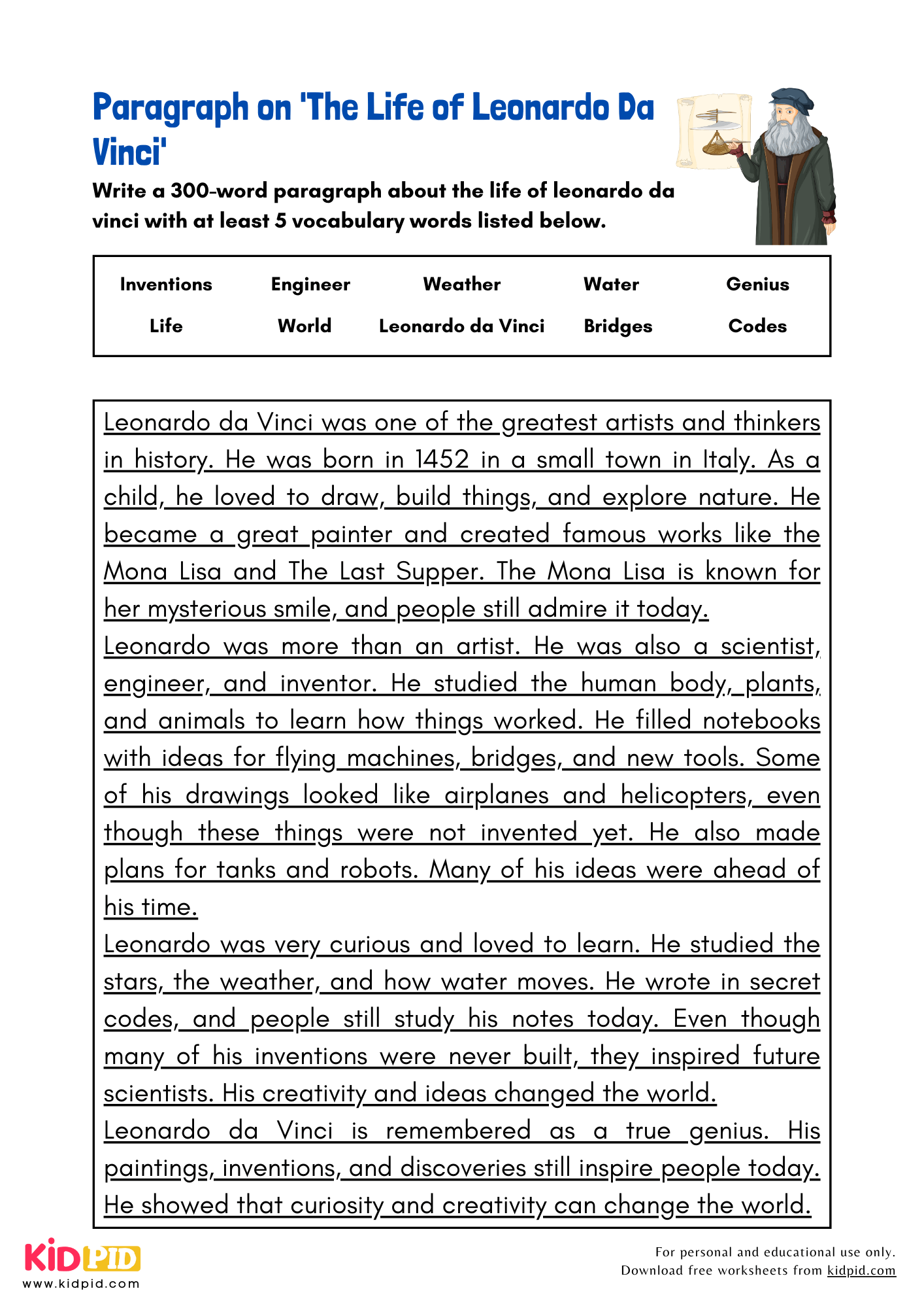 Paragraph on 'The Life of Leonardo Da Vinci' - 300 Words