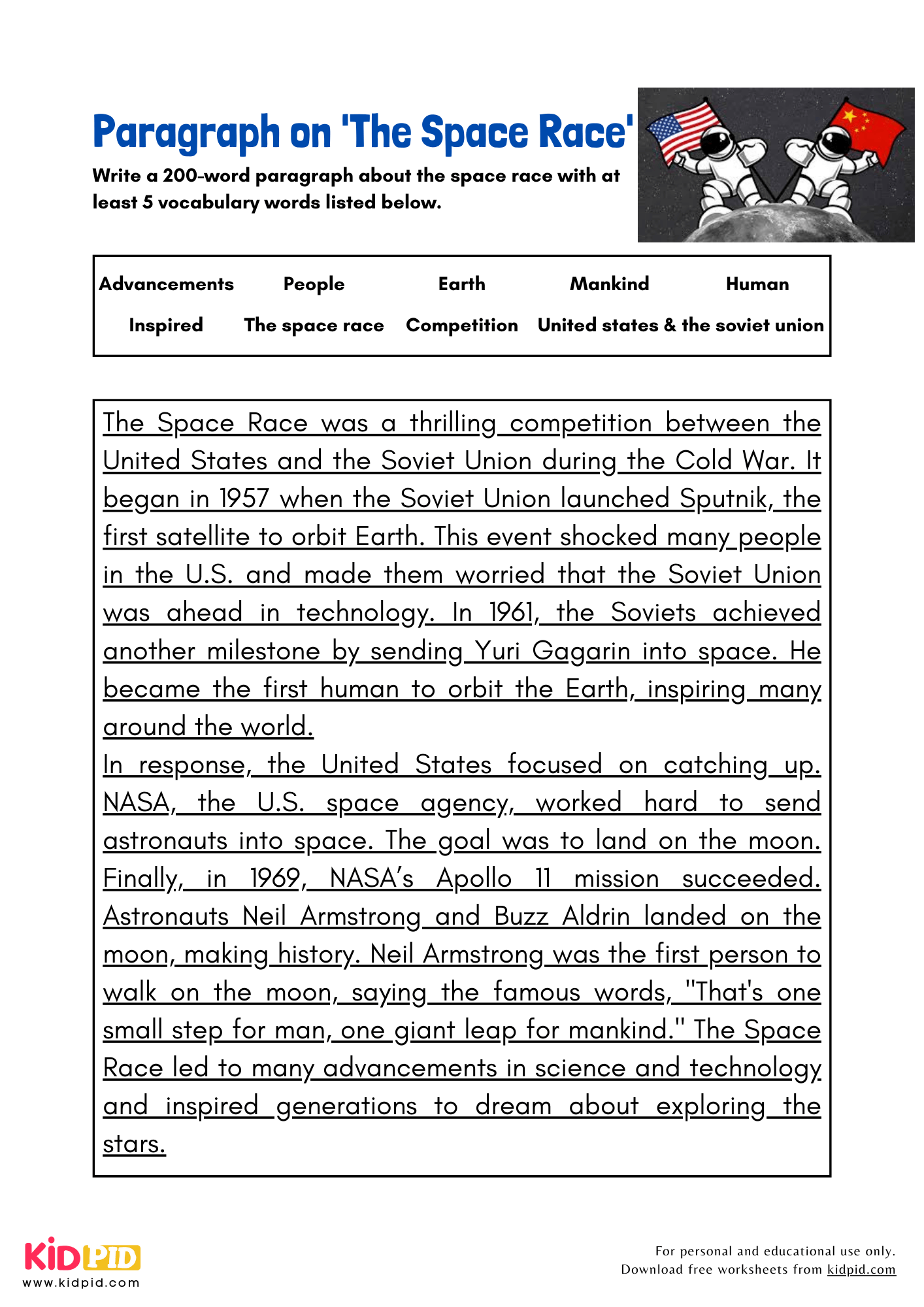 Paragraph on 'The Space Race' - 200 Words