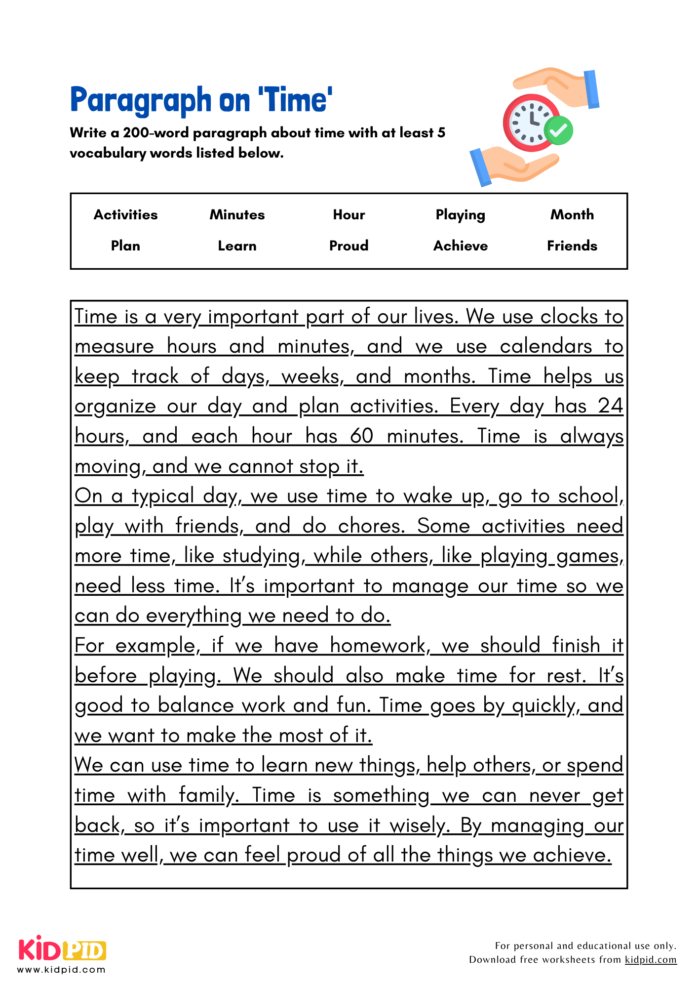 Paragraph on 'Time' - 200 Words