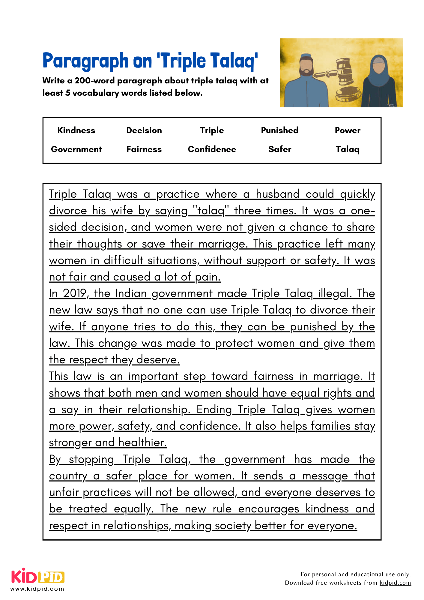 Paragraph on 'Triple Talaq' - 200 Words