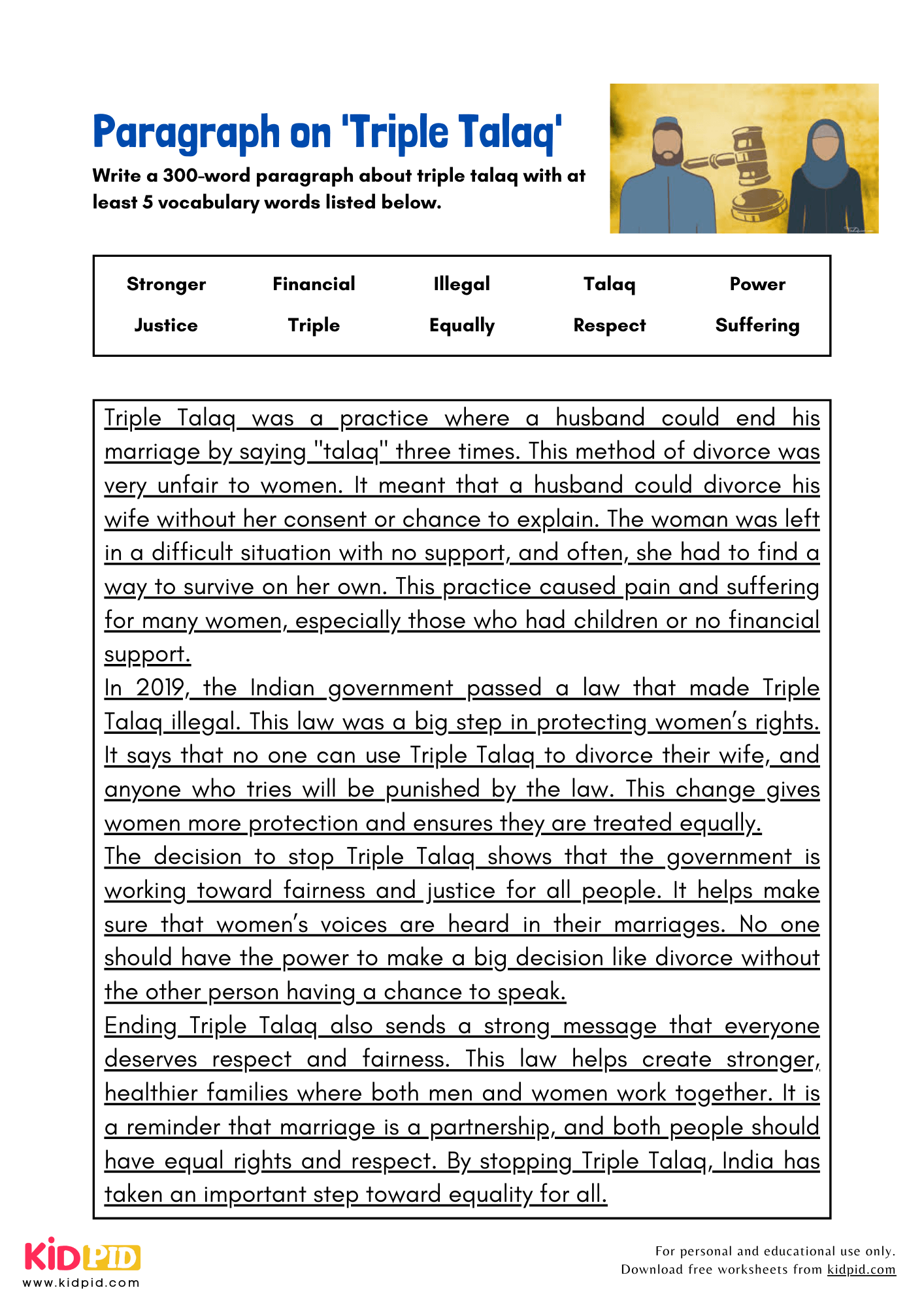 Paragraph on 'Triple Talaq' - 300 Words