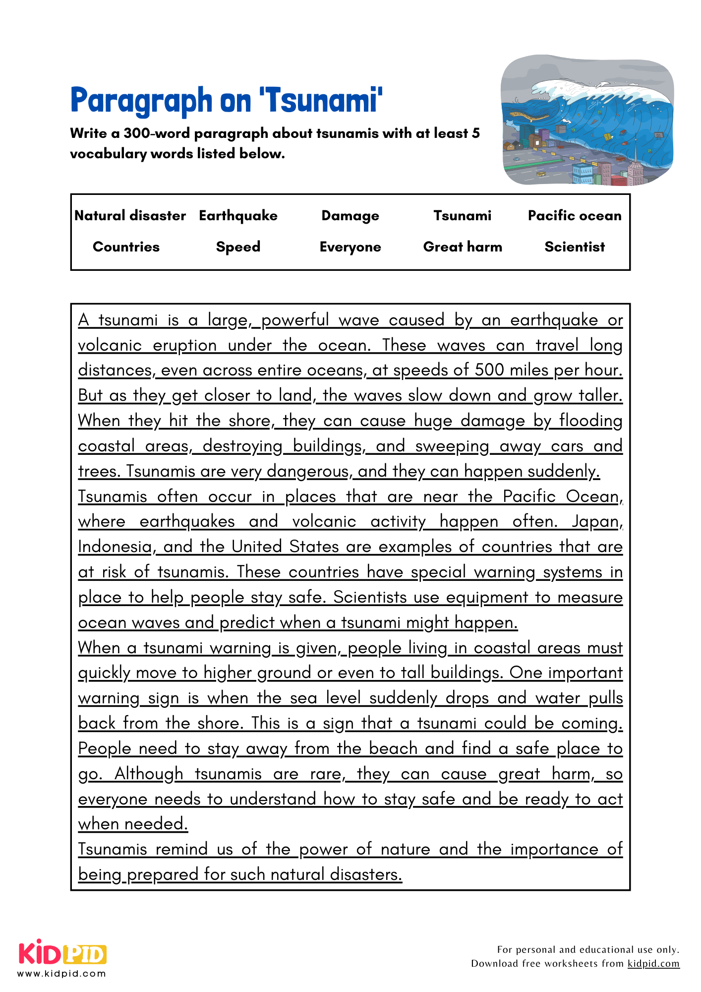 Paragraph on 'Tsunami' - 300 Words