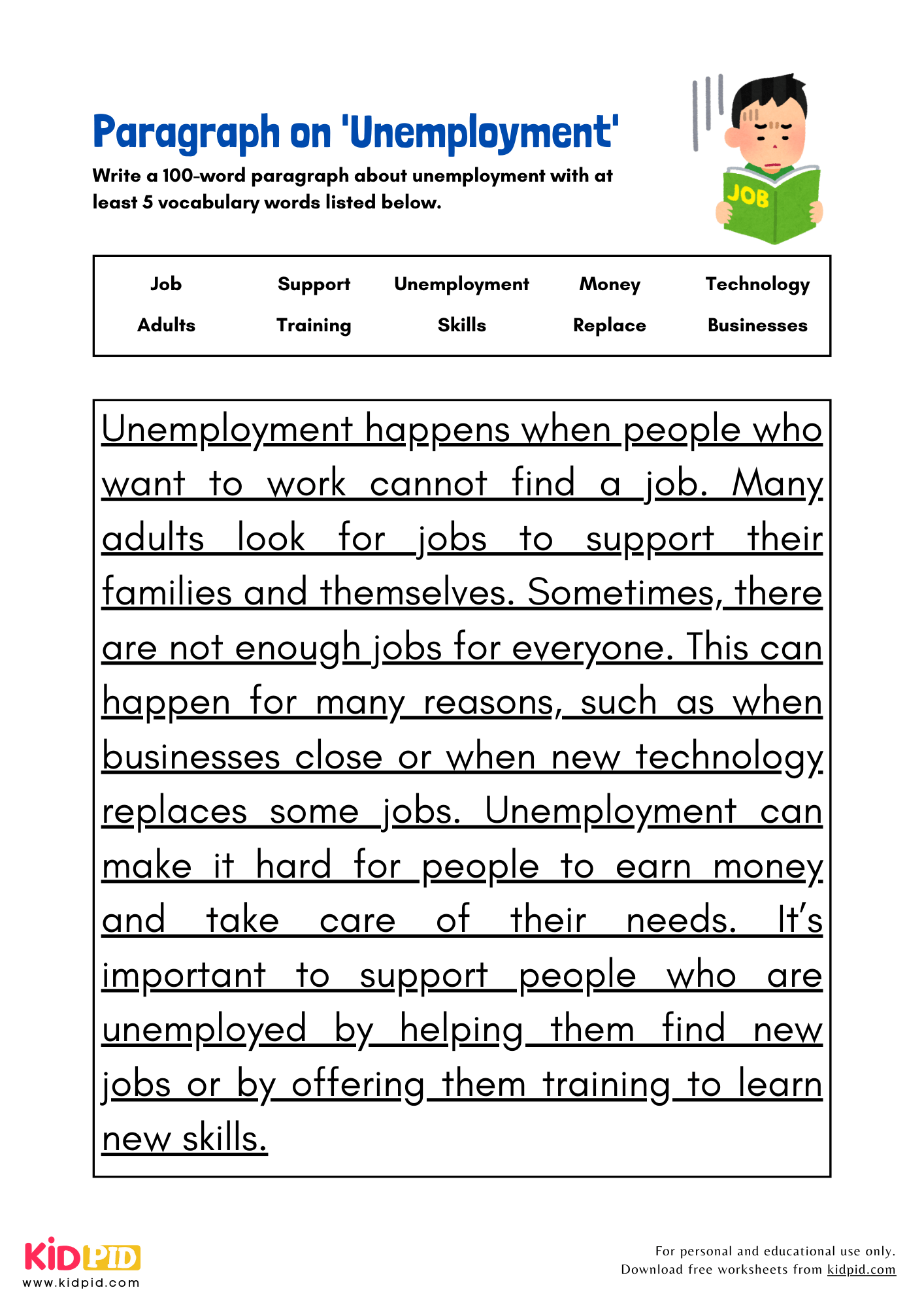 Paragraph on 'Unemployment' - 100 Words