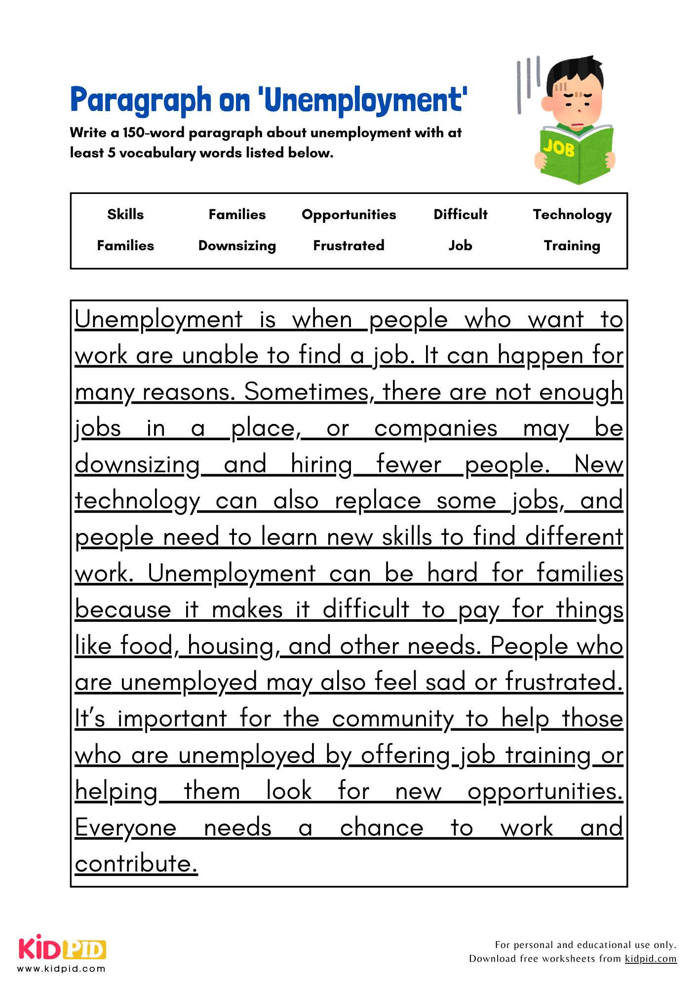 Paragraph on 'Unemployment' - 150 Words