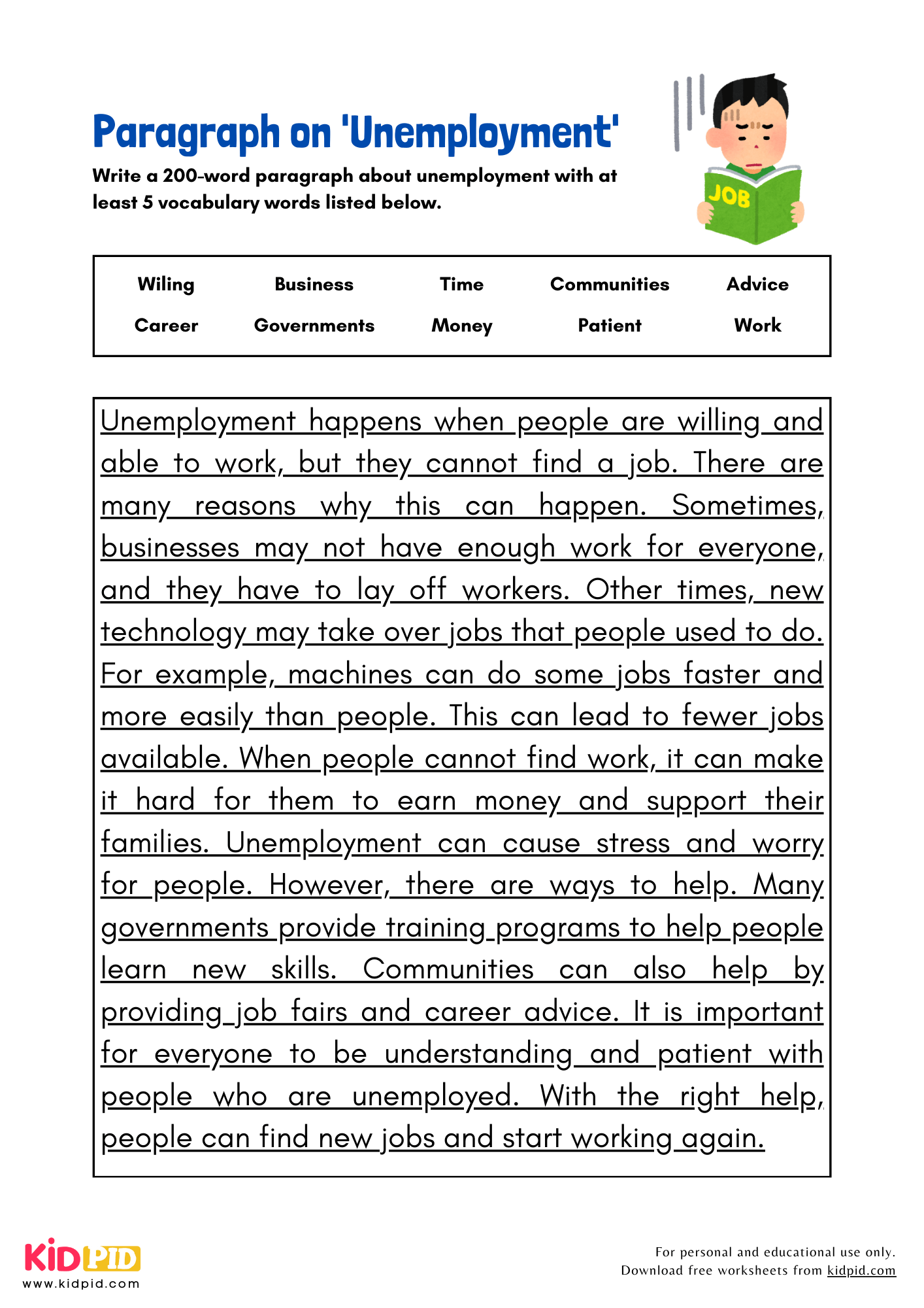 Paragraph on 'Unemployment' - 200 Words