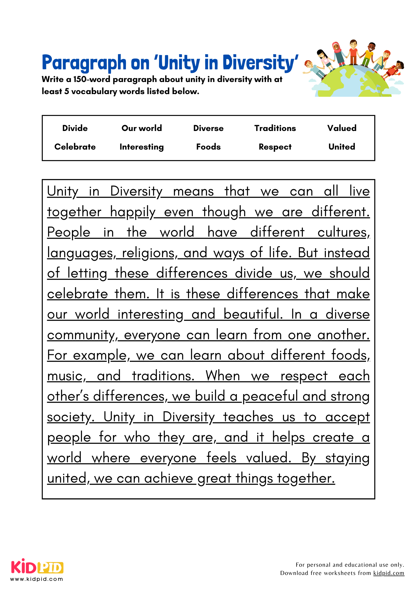 Paragraph on 'Unity in Diversity' - 150 Words