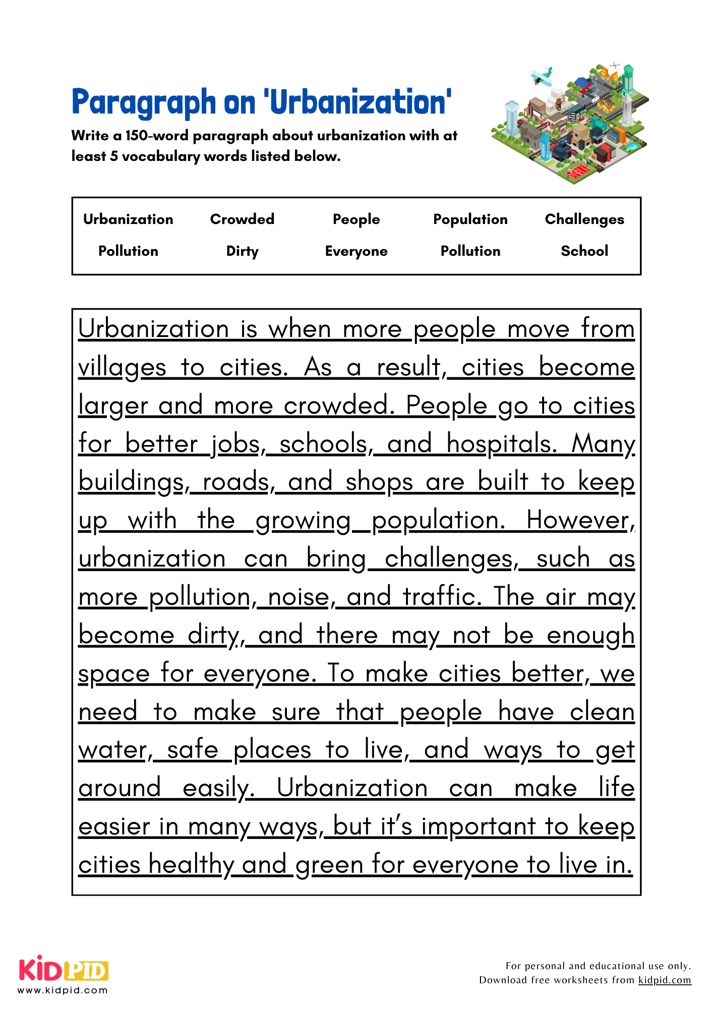 Paragraph on 'Urbanization' - 150 Words