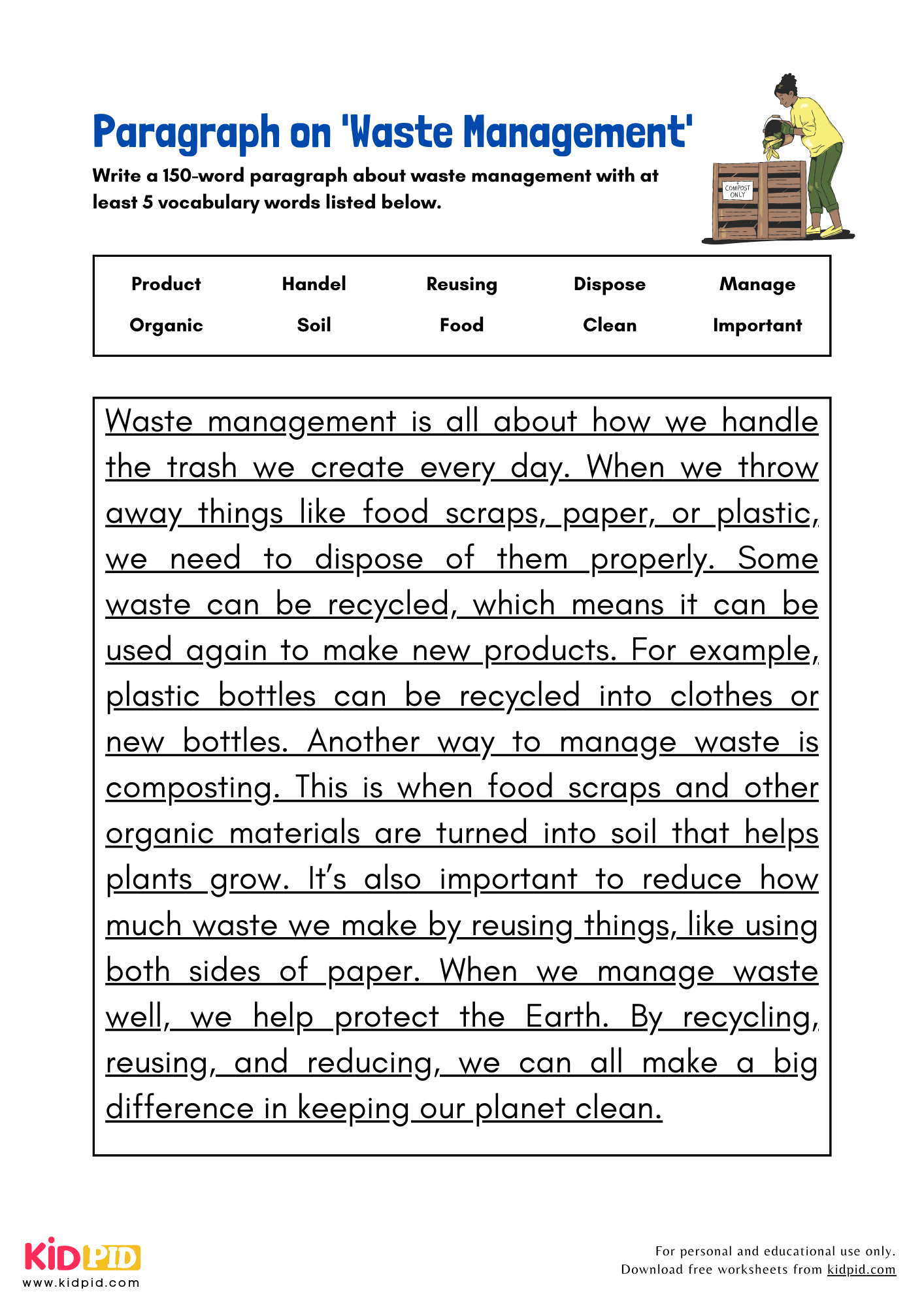 Paragraph on 'Waste Management' - 150 Words