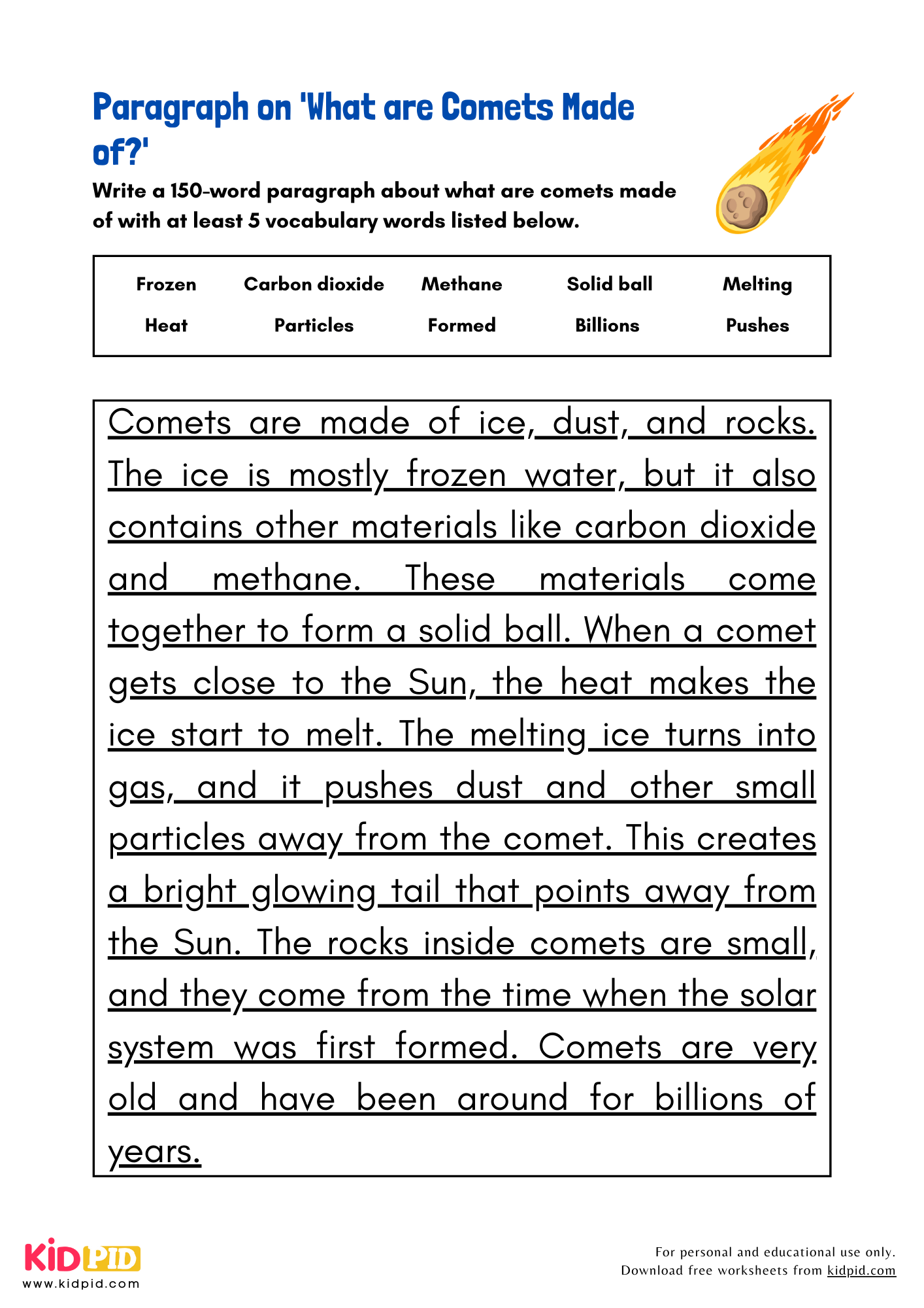 Paragraph on 'What Are Comets Made of?' - 150 Words