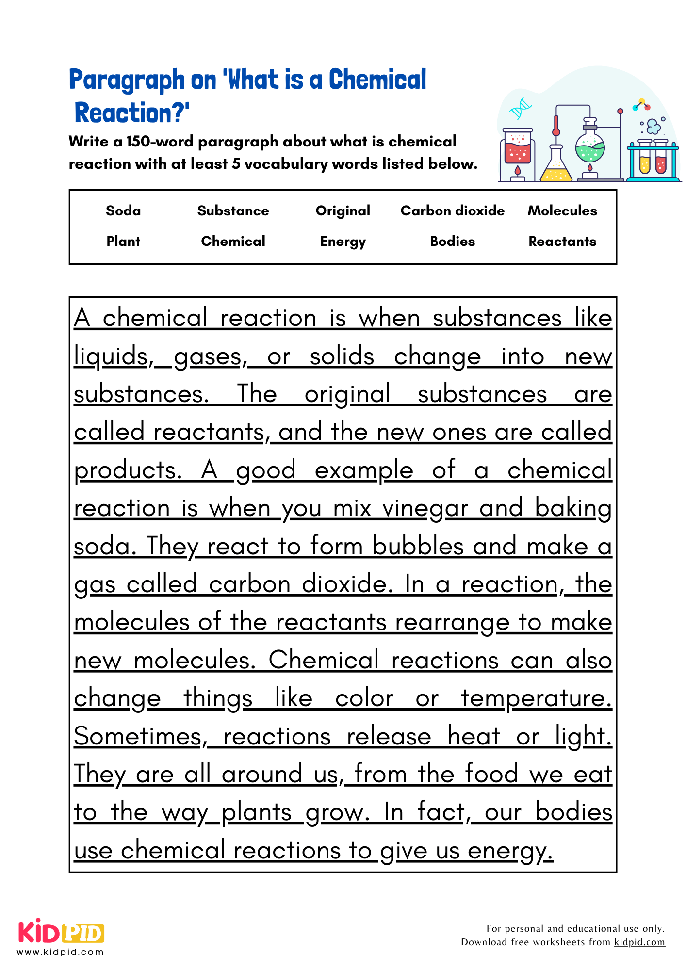 Paragraph on 'What is a Chemical Reaction?' - 150 Words 