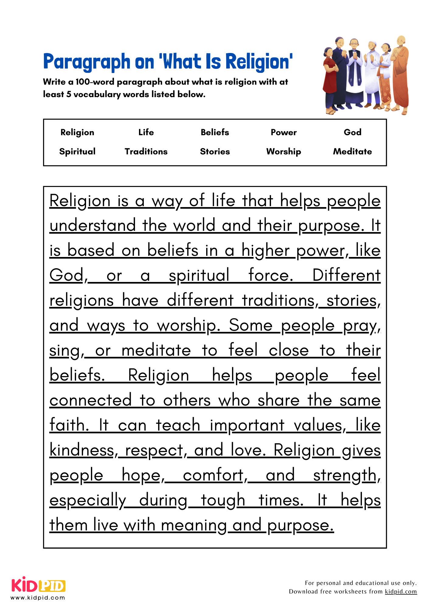 Paragraph on 'What Is Religion' - 100 Words