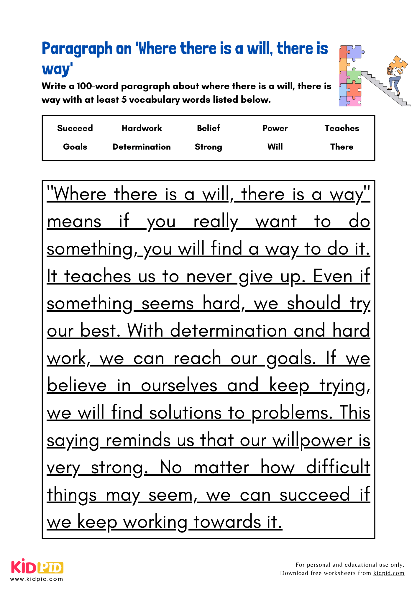 Paragraph on 'Where There is a Will, There is way' - 100 Words