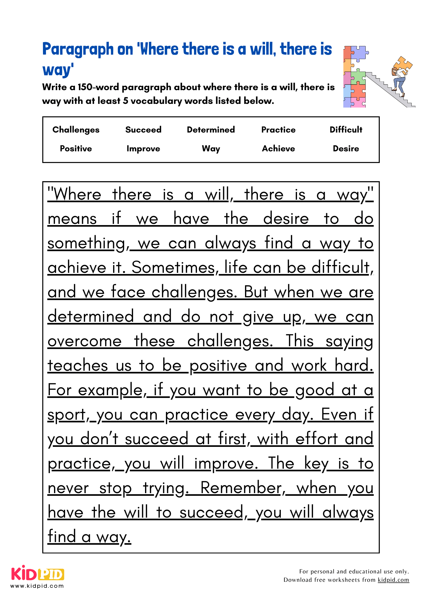 Paragraph on 'Where There is a Will, There is way' - 150 Words