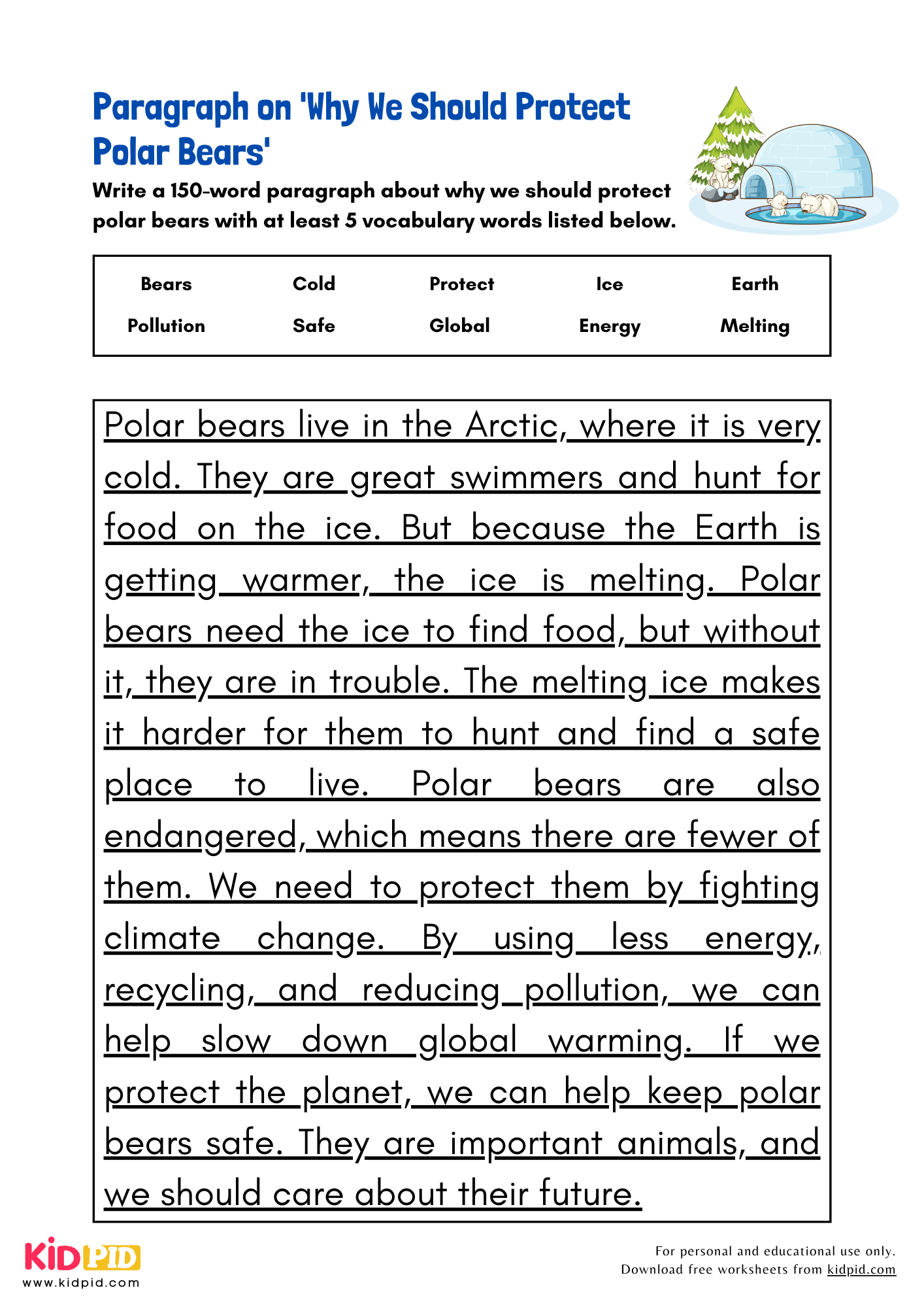 Paragraph on 'Why We Should Protect Polar Bears' - 150 Words