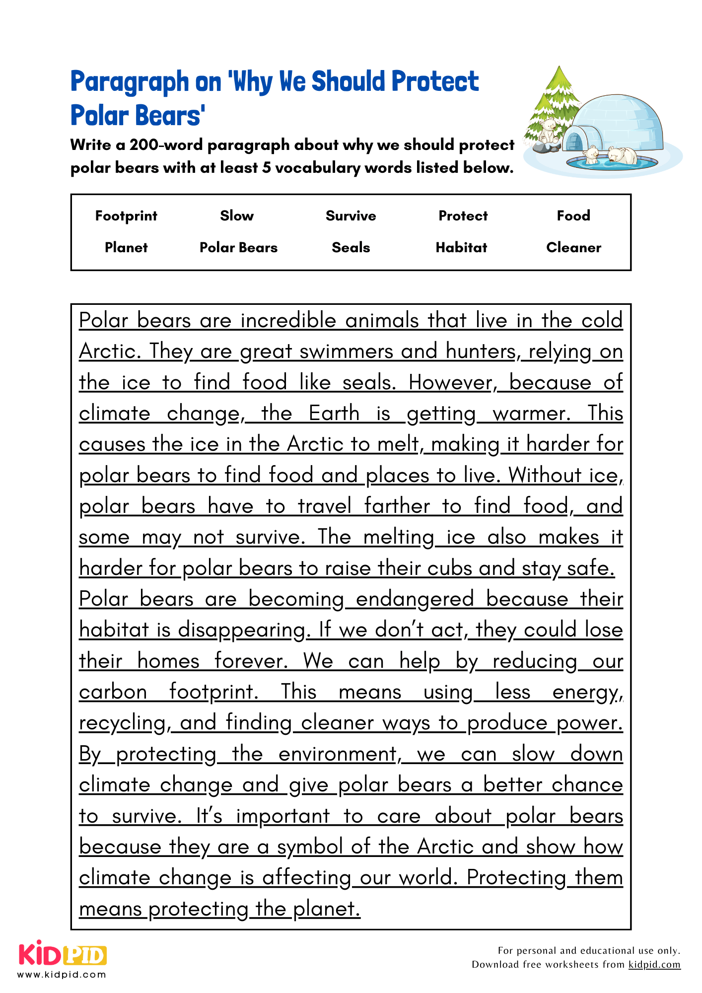Paragraph on 'Why We Should Protect Polar Bears' - 200 Words