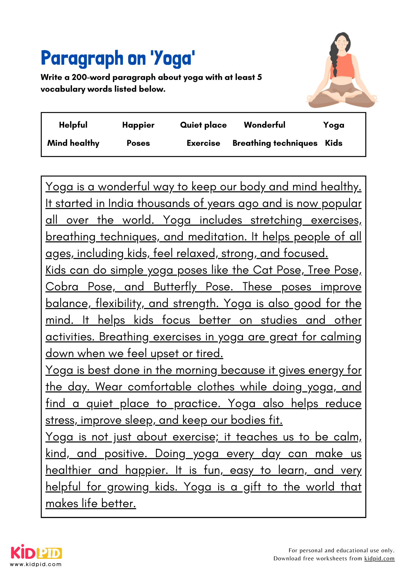 Paragraph on 'Yoga' - 200 Words