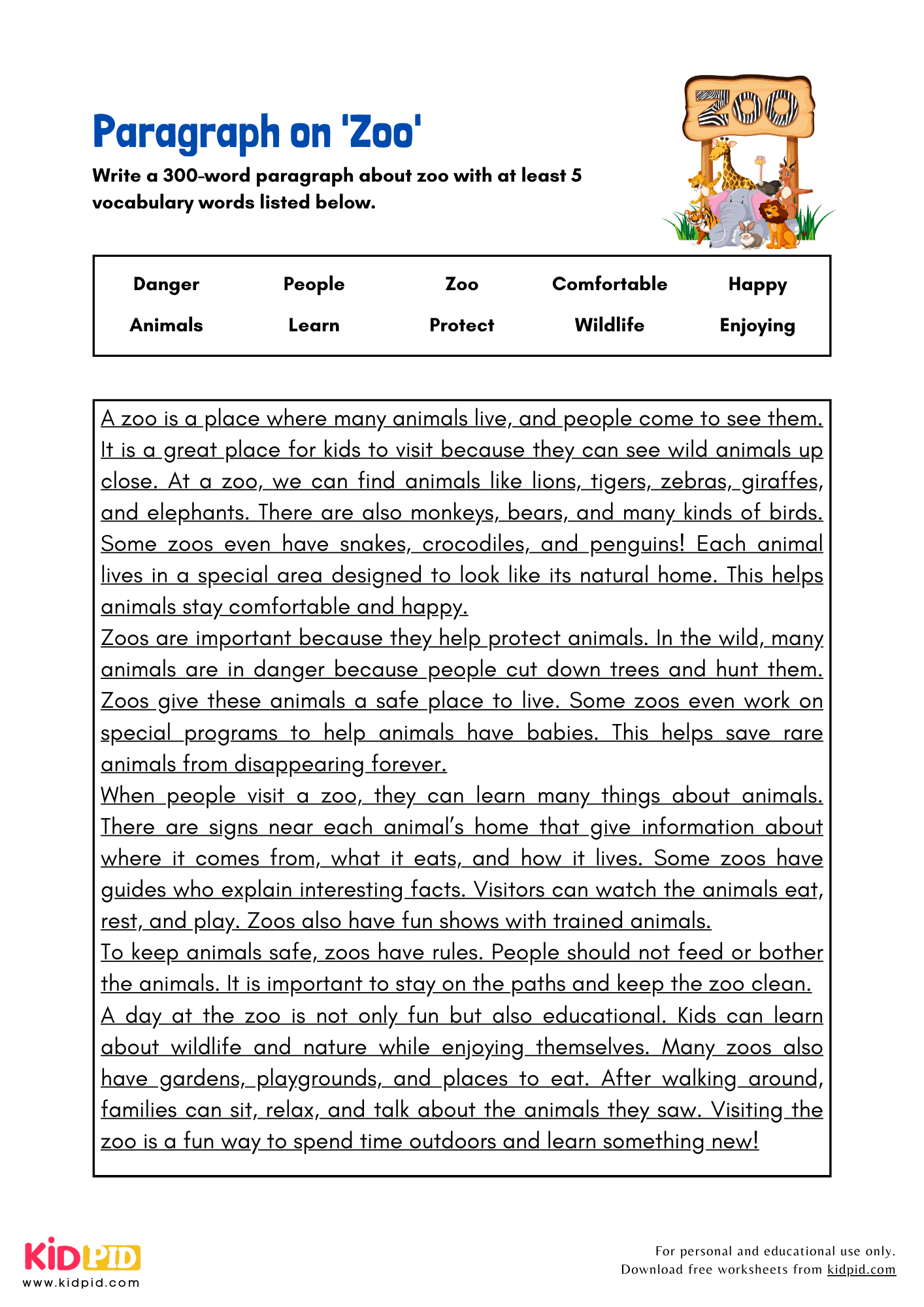 Paragraph on 'Zoo' - 300 Words