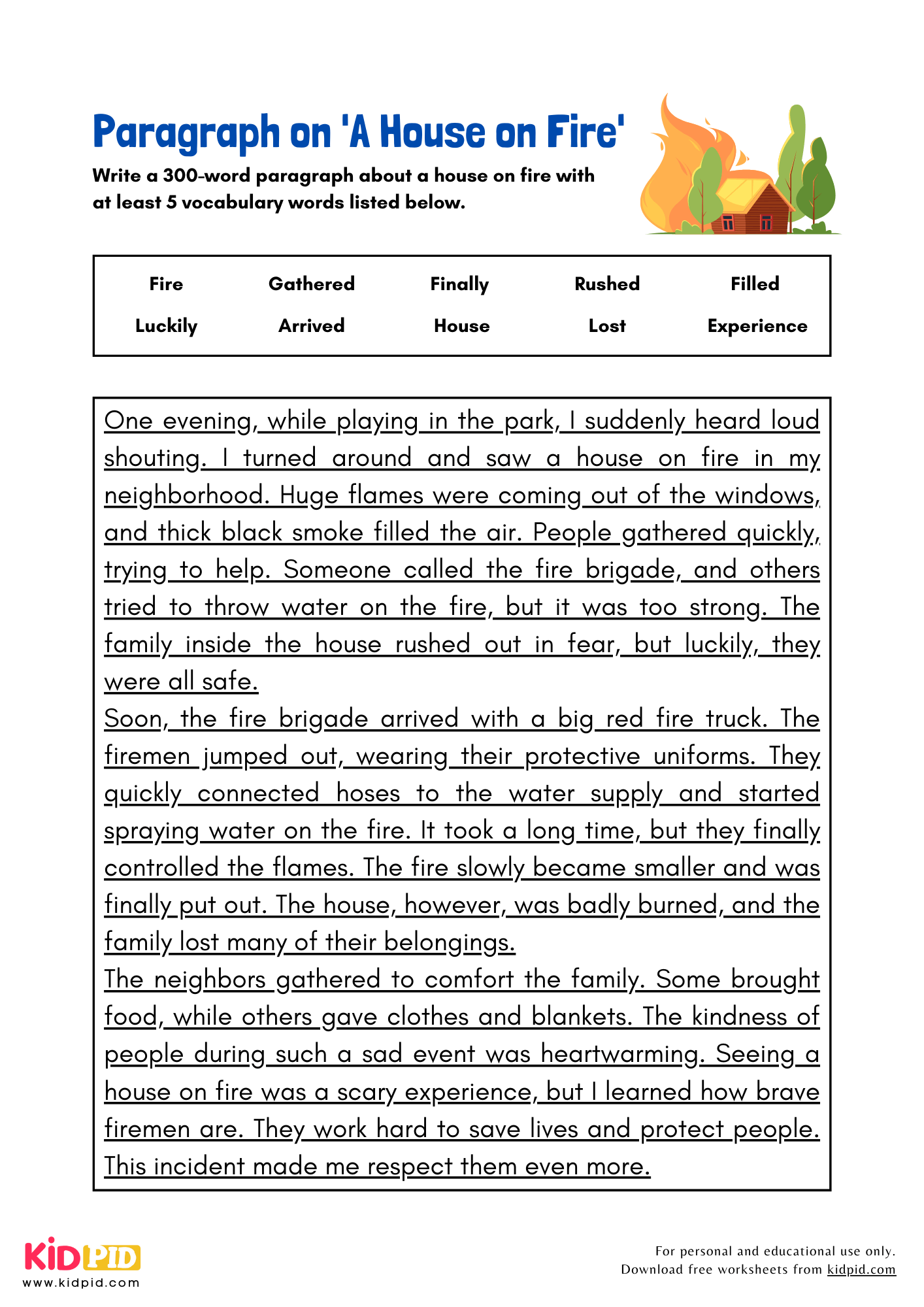 Paragraph on 'A House on Fire' - 300 Words