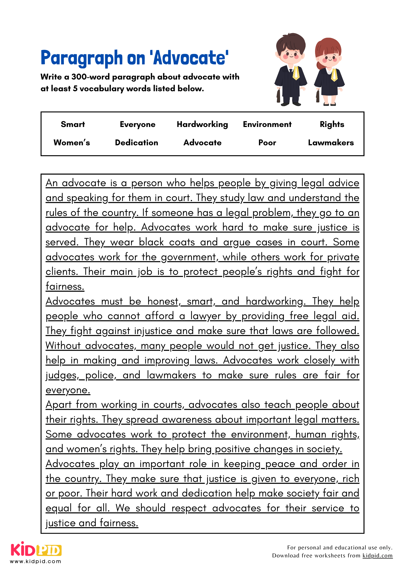 Paragraph on 'Advocate' - 300 Words