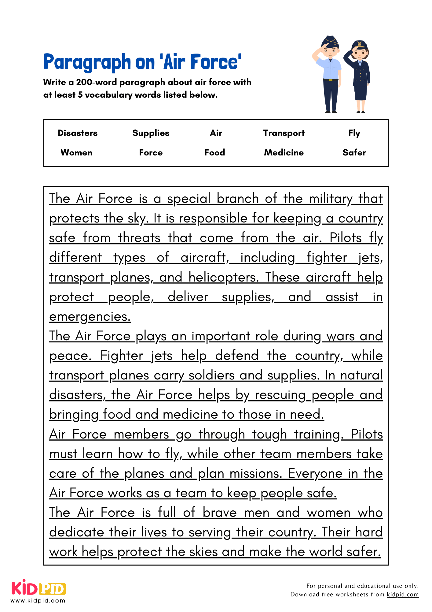 Paragraph on 'Air Force' - 200 Words