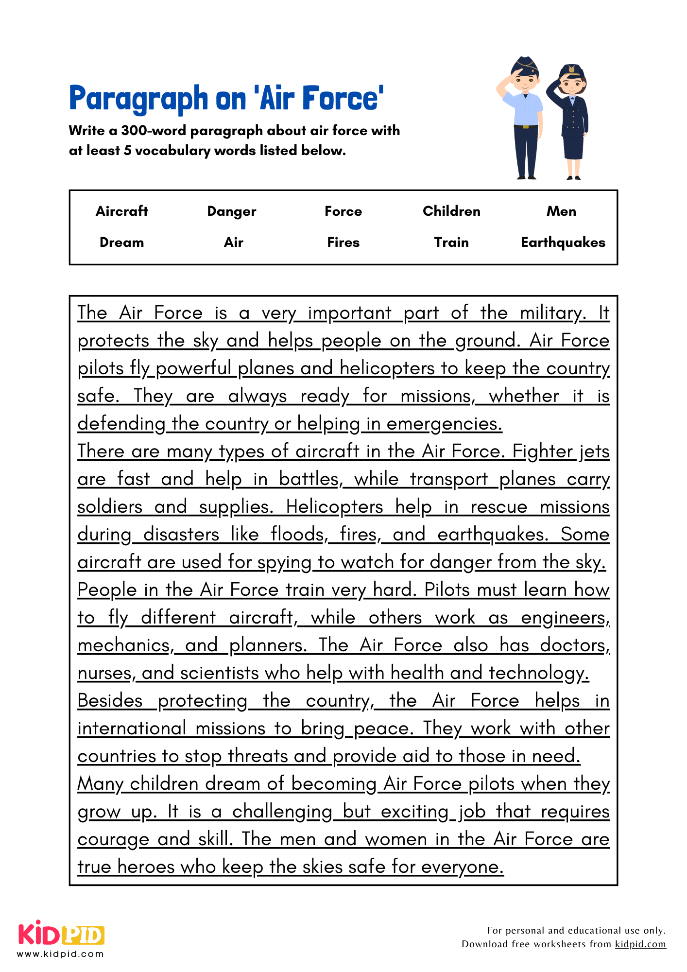 Paragraph on 'Air Force' - 300 Words