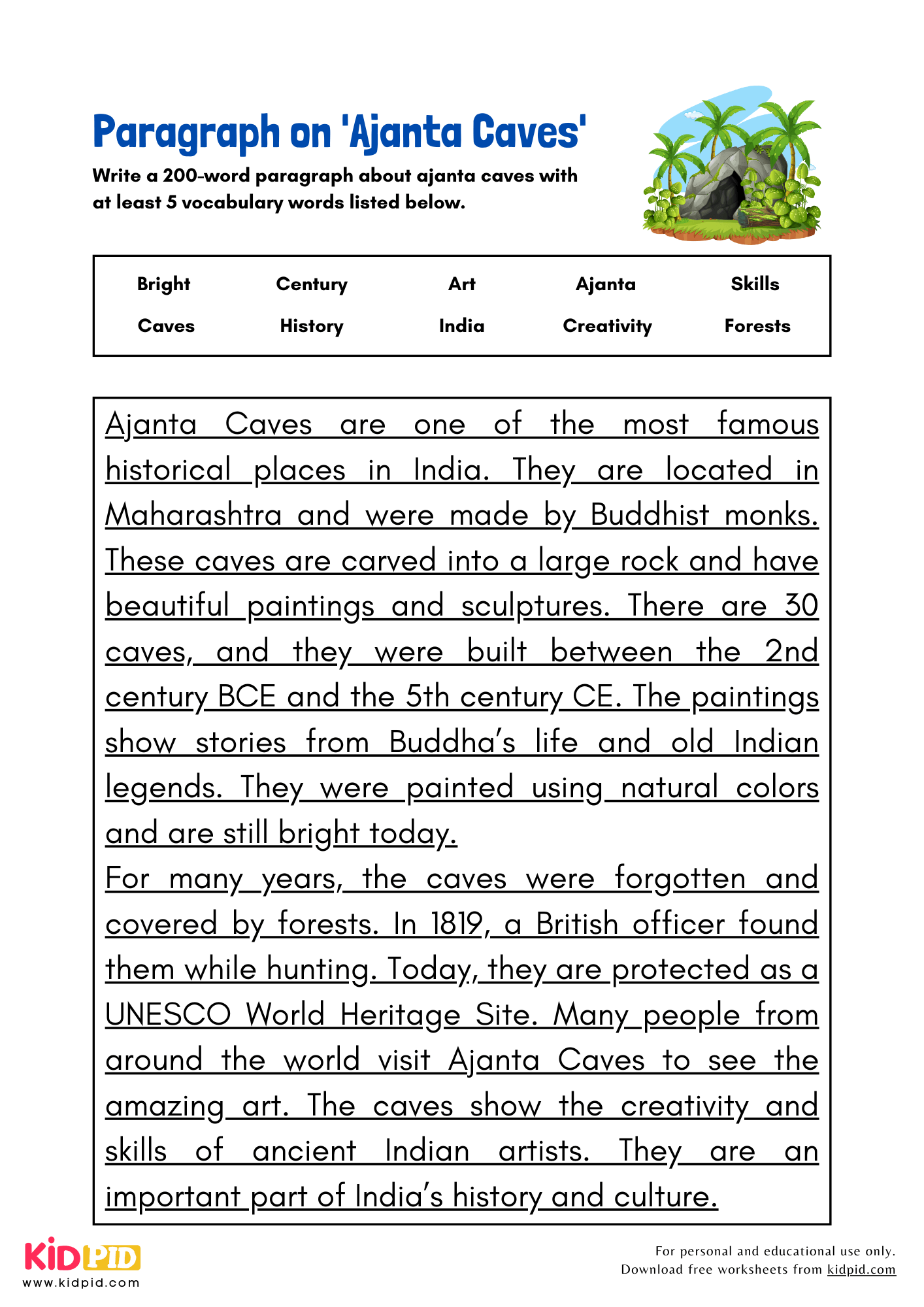 Paragraph on 'Ajanta Caves' - 200 Words