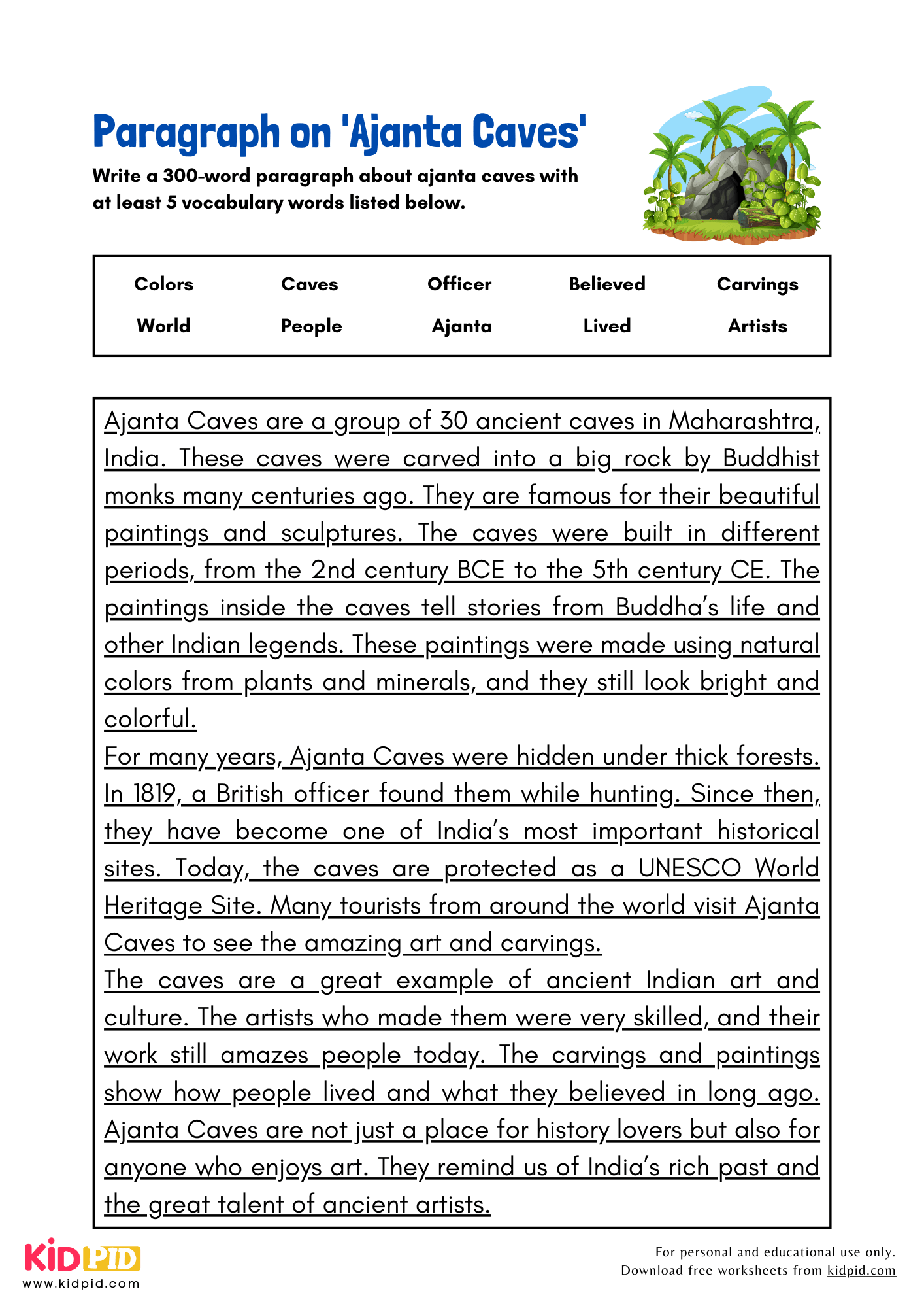 Paragraph on 'Ajanta Caves' - 300 Words