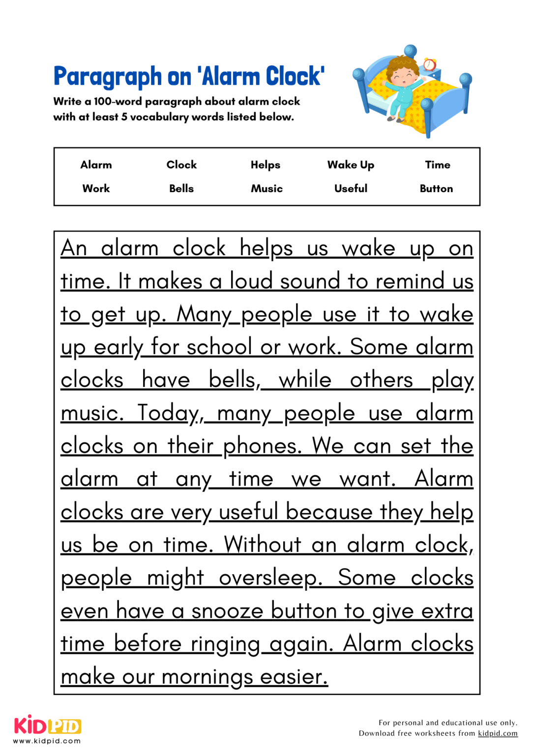 Paragraph on 'Alarm Clock' - Kidpid